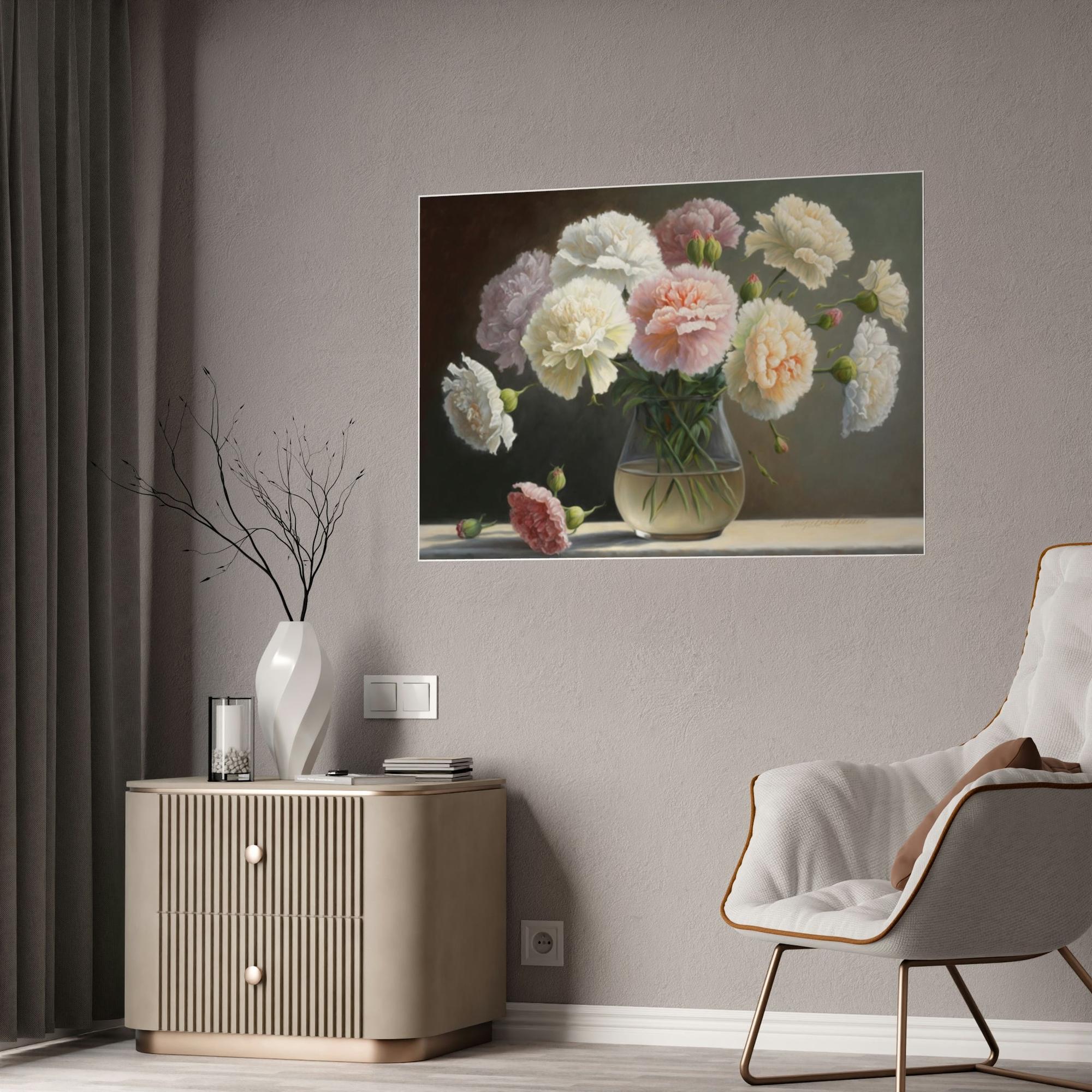 Carnations Garden Treasures: Carnations Print on Canvas and Art Prints for Your Home