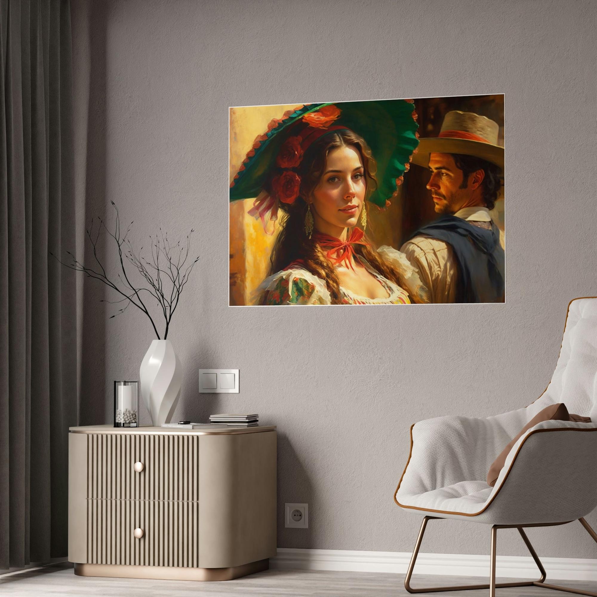 Italian Bella Italia: Natural Canvas Print Featuring a Beautiful Italian Girl
