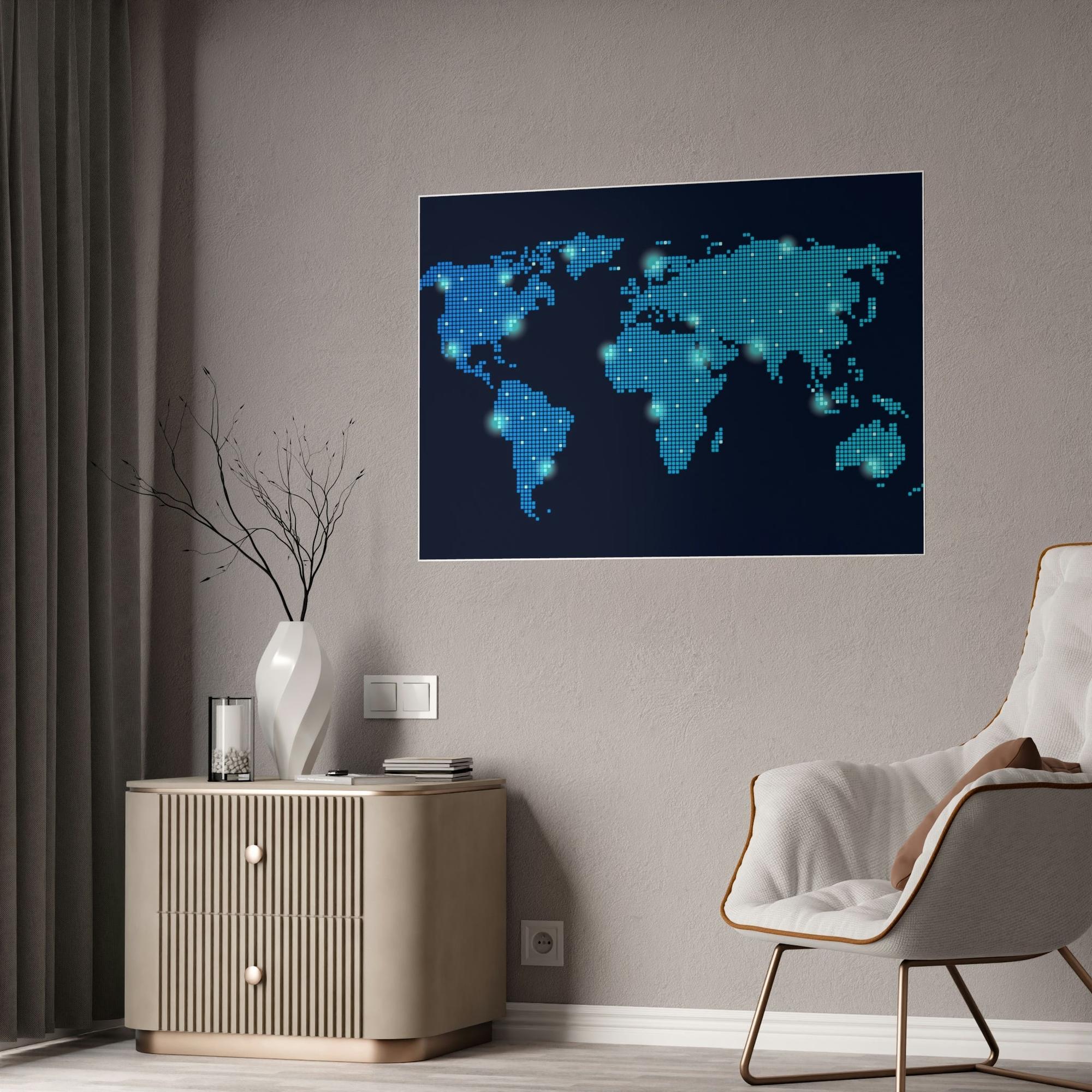 Maps The World in Color: Framed Canvas of Colorful Political Maps