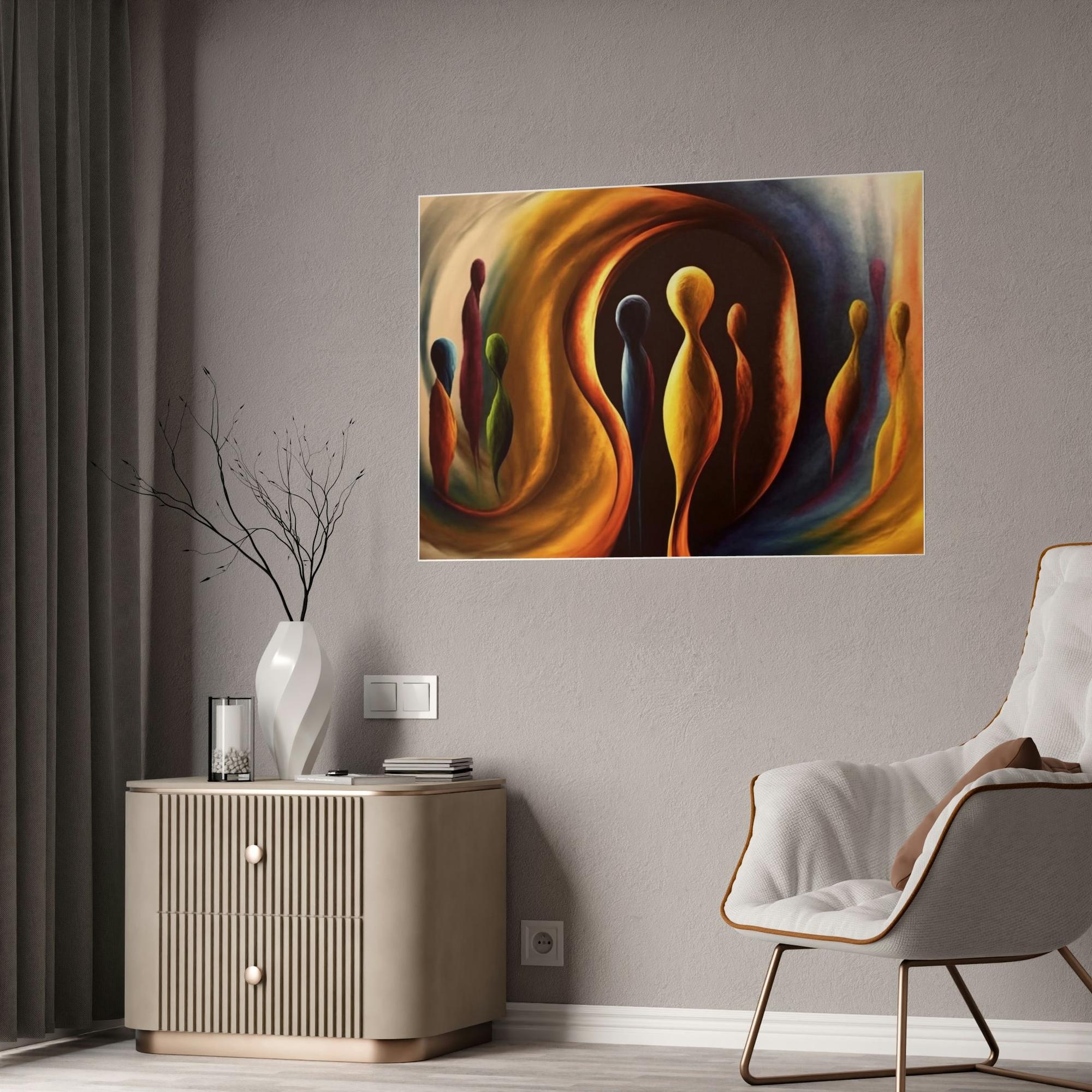 Abstract Figures Framed Poster & Poster of Abstract Figures: A Symphony of Movements