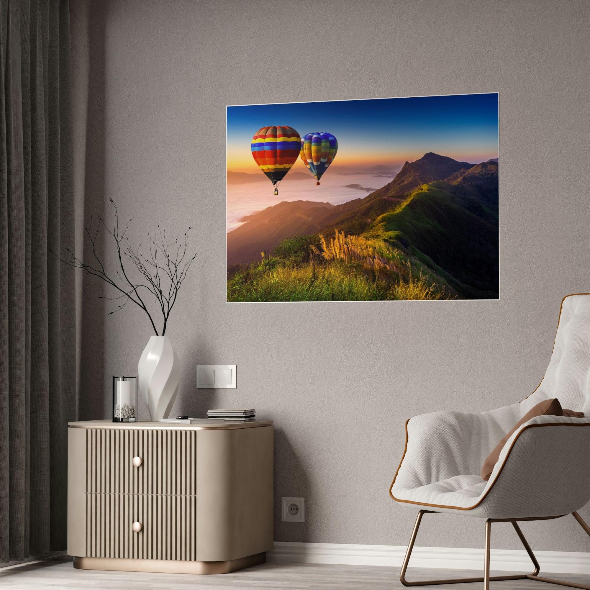 Hot Air Balloons Soaring High: A Beautiful Canvas Print of Colorful Hot Air Balloons