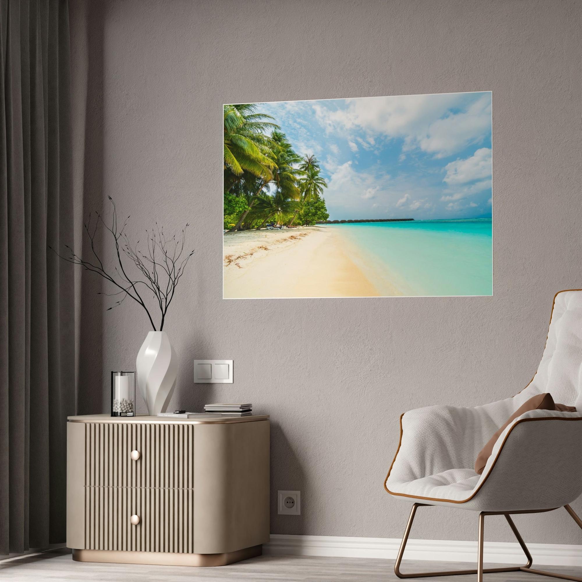 Caribbean Beach Tropical Paradise: Framed Canvas and Print on Canvas of Caribbean Wall Art