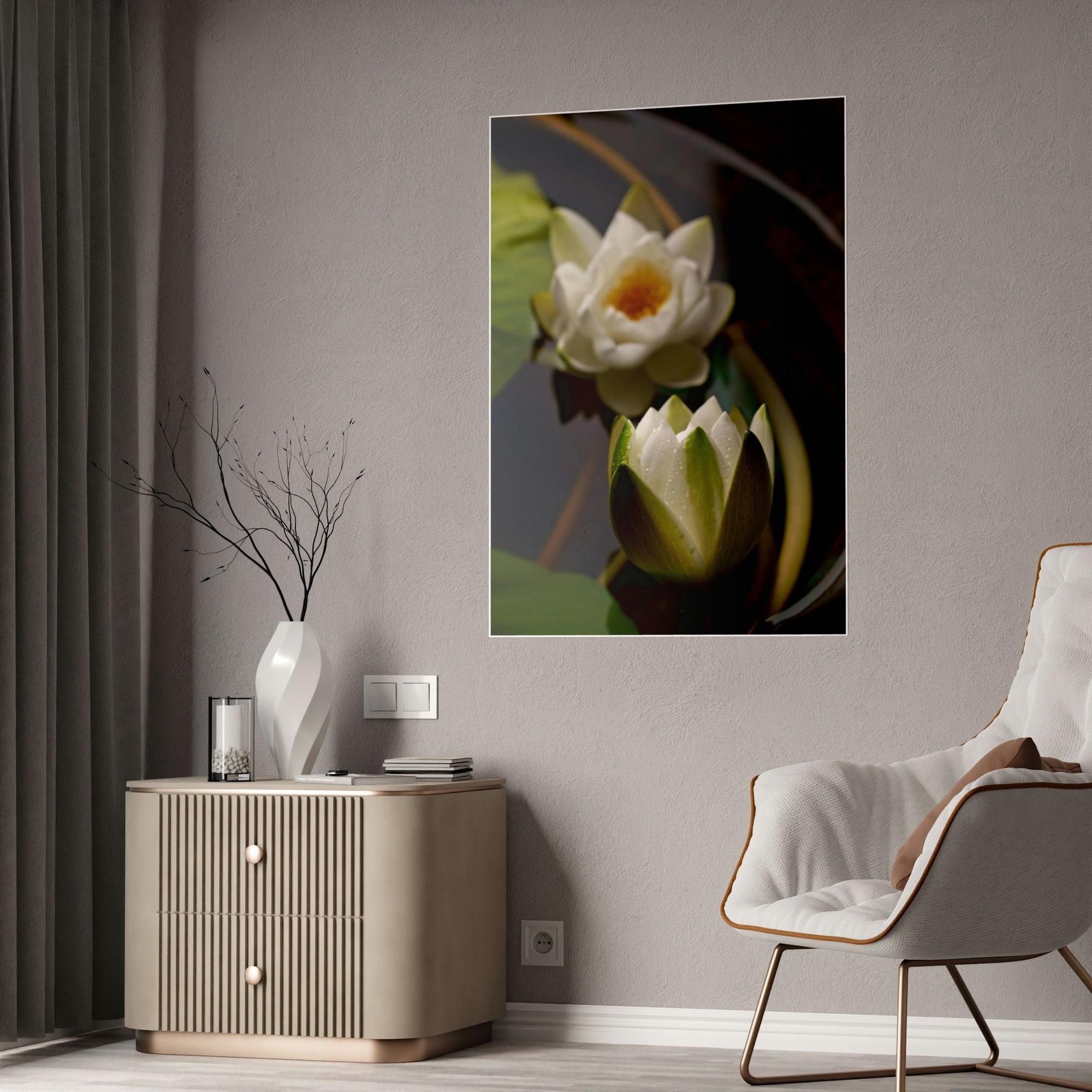 Lotuses Lotus Garden: Elegant Framed Poster and Print on Canvas