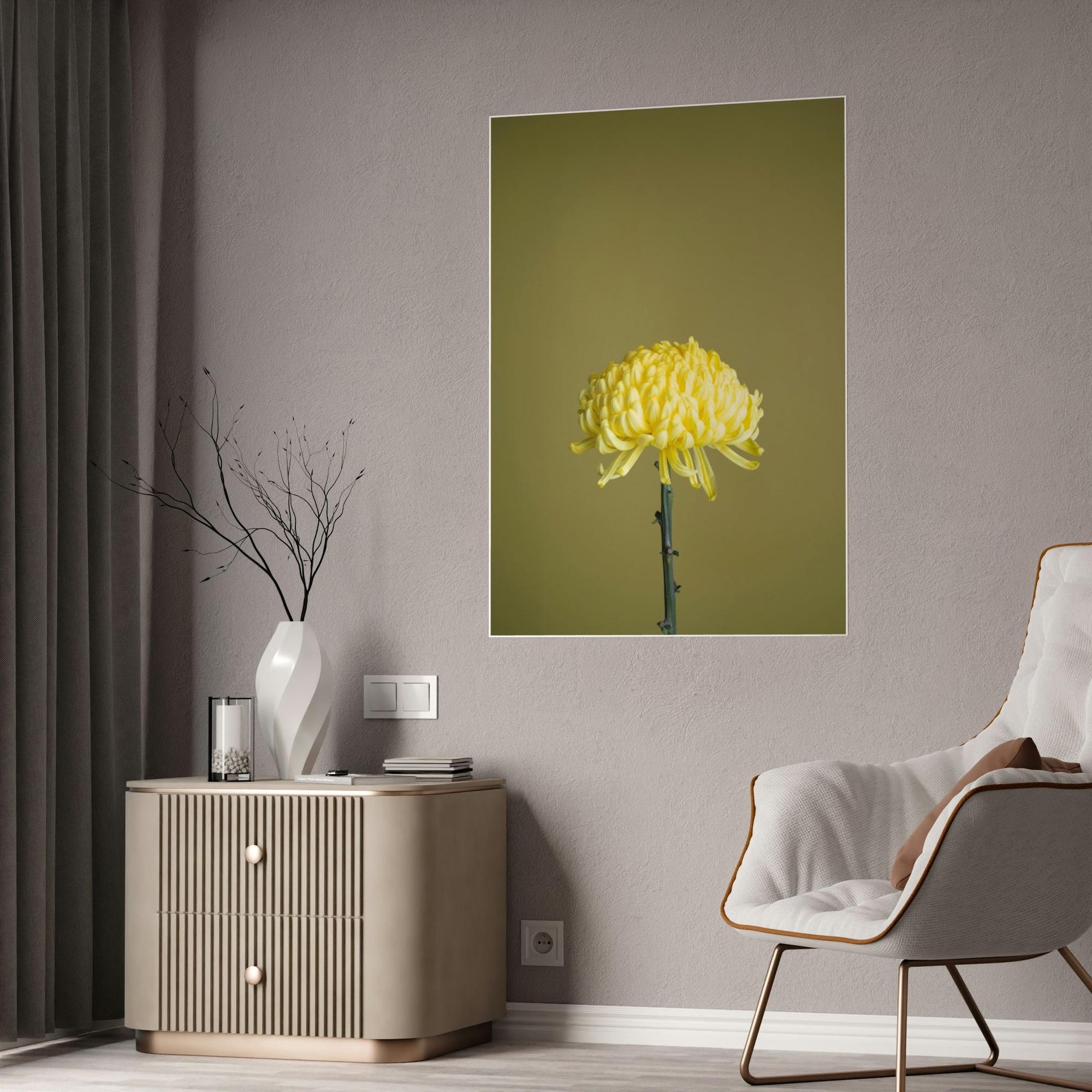 Chrysanthemums Chrysanthemum Elegance: Striking Wall Art on Framed Canvas