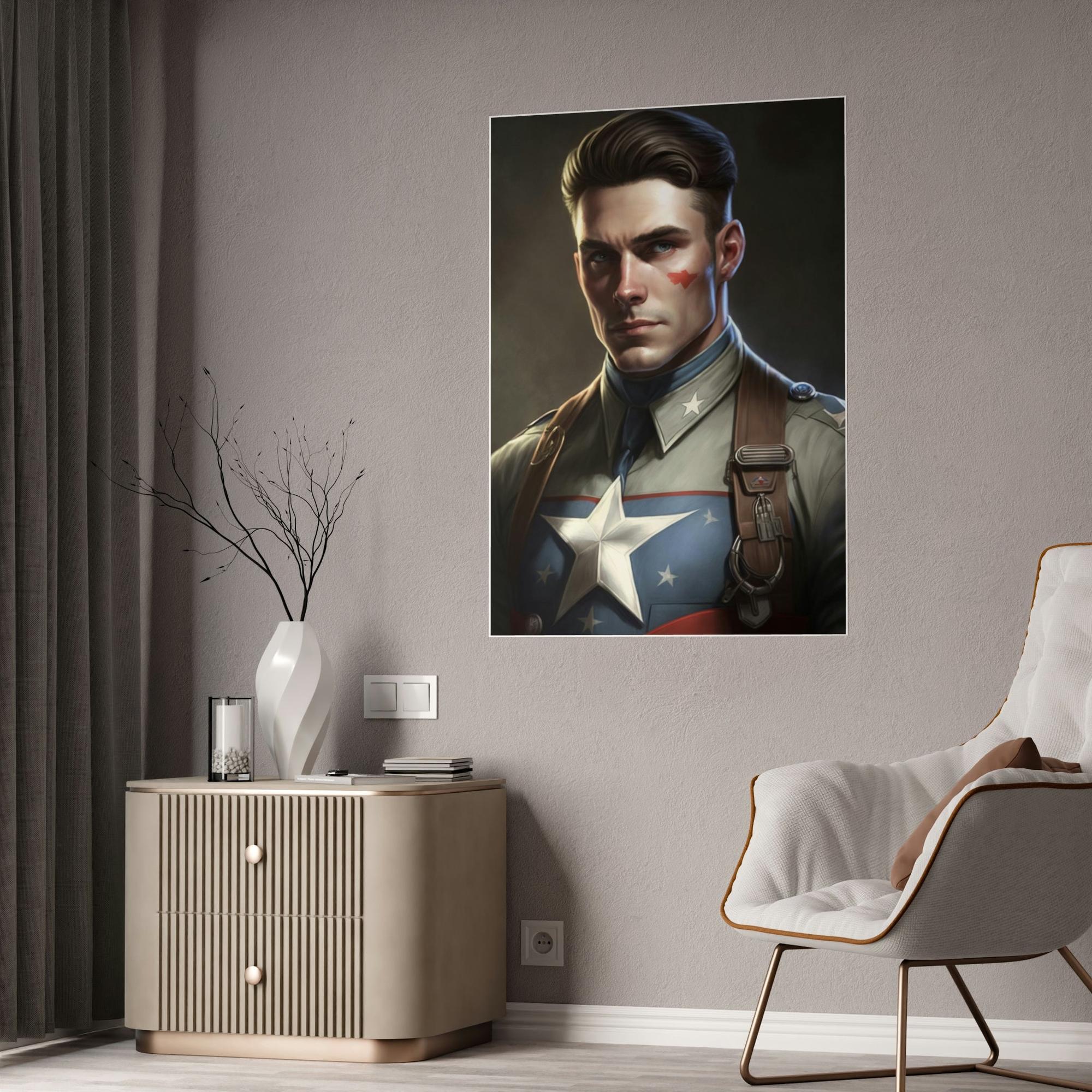 Captain America Marvelous Art: Captain America Print on Canvas and Wall Art Decor