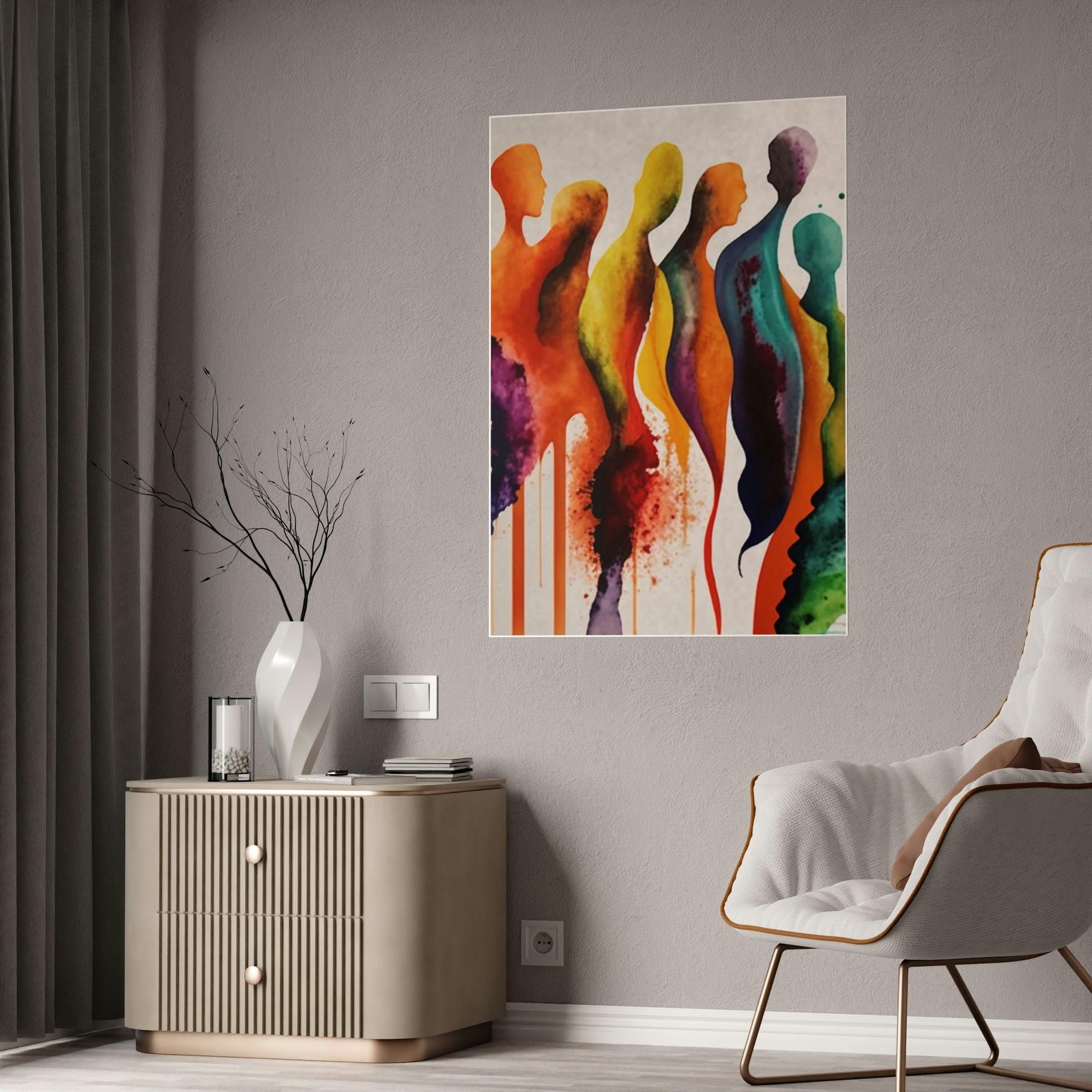 Abstract Figures Ethereal Dance: Canvas & Poster Print of Abstract Figures in Motion