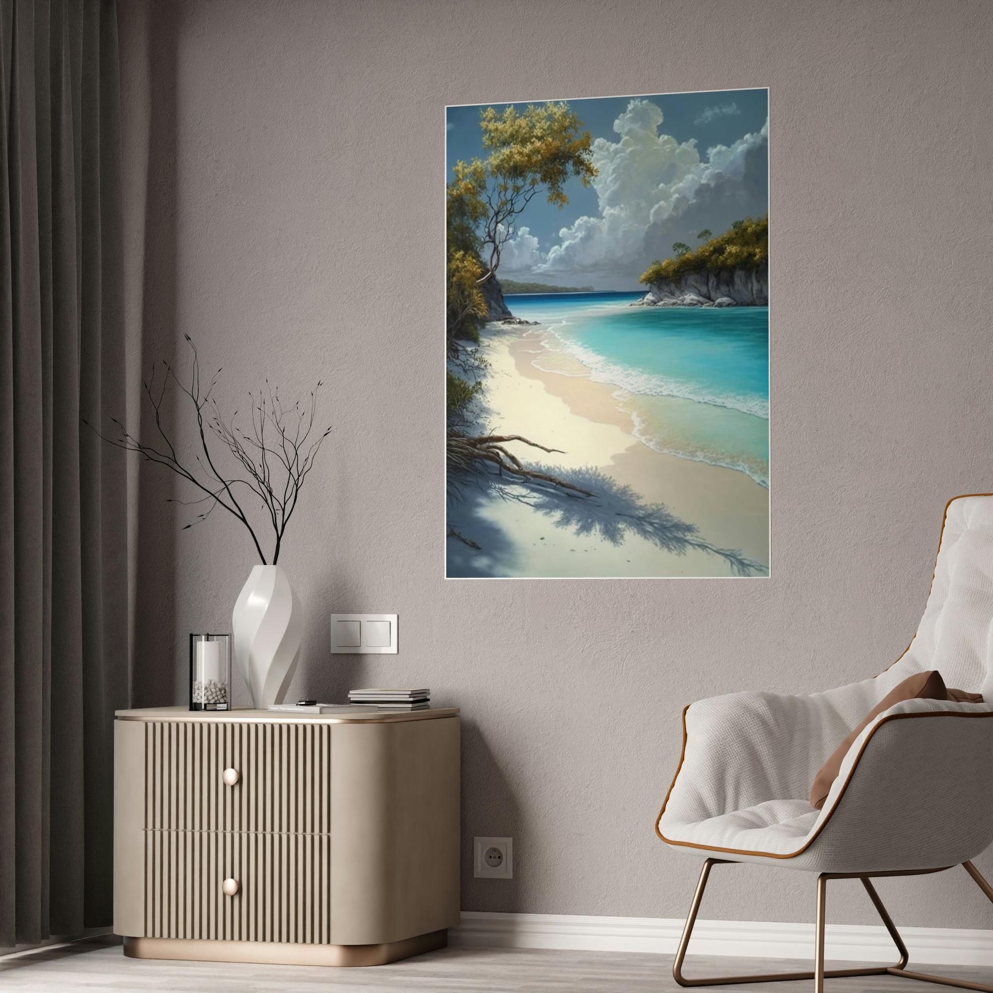 Caribbean Beach Sun-Kissed Sands: Caribbean Beach Framed Posters and Wall Decor
