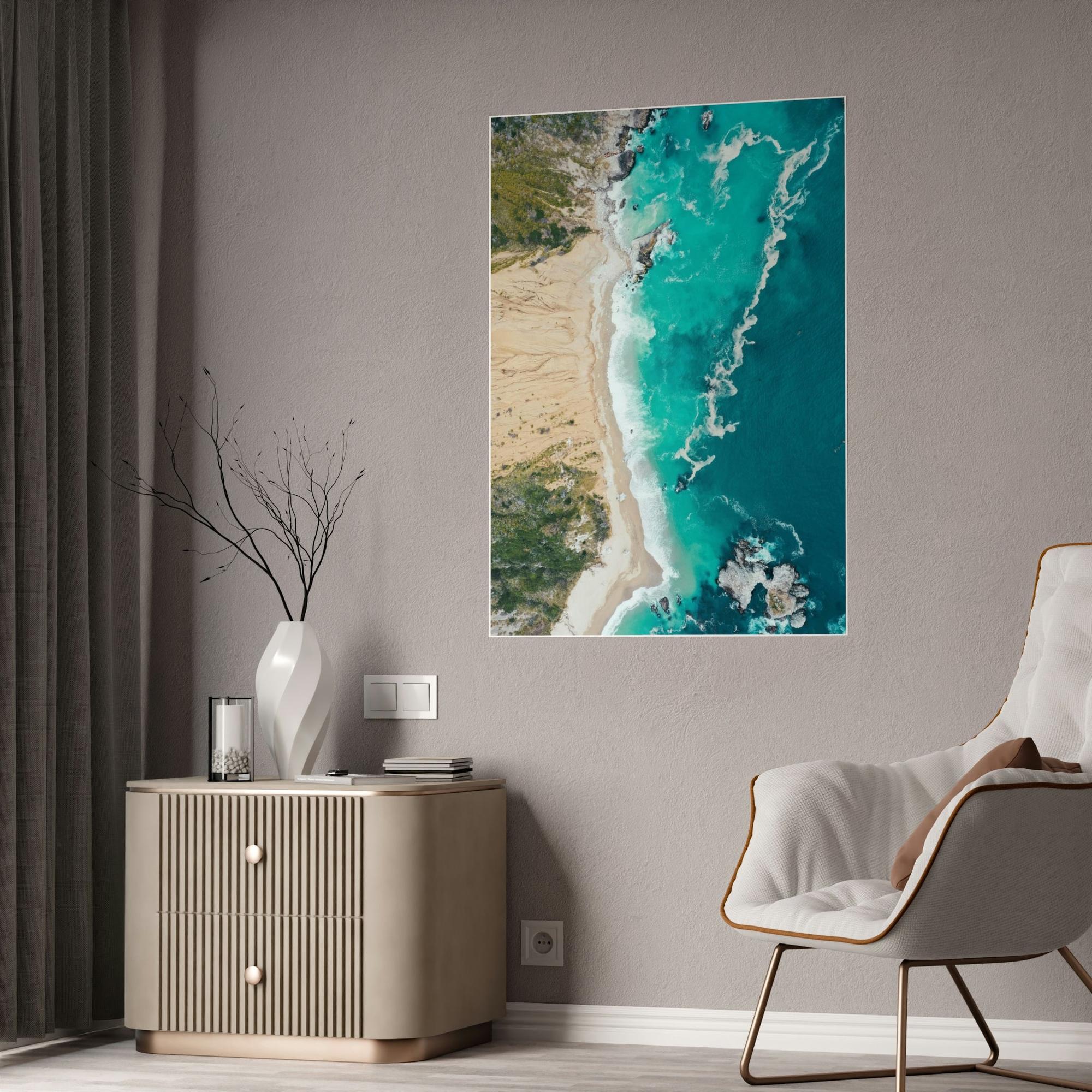 Island Beach Sun-kissed Sands: Canvas Print of a Beach on a Bright Day