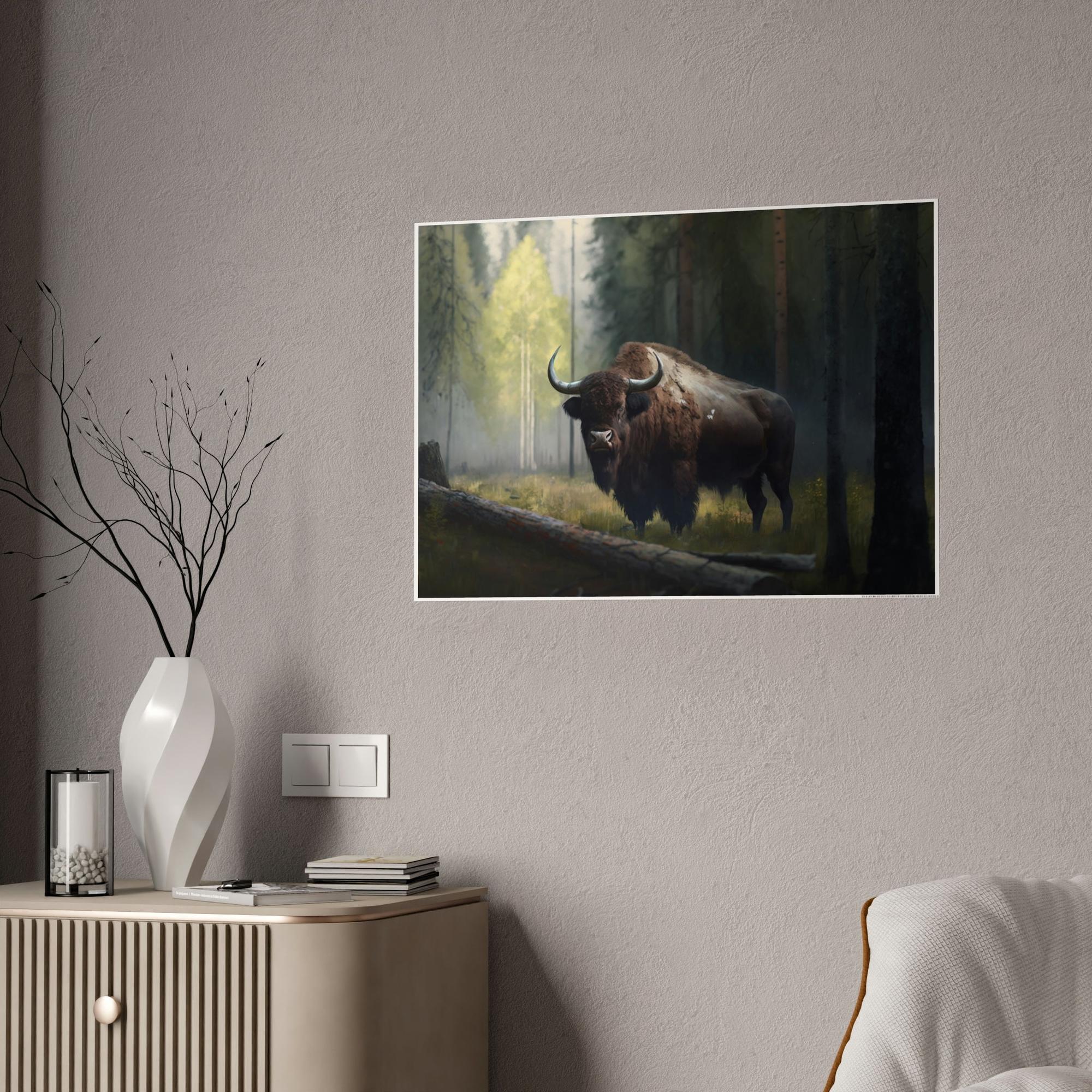 Bisons The Bison's Realm: Canvas & Poster Wall Art of Bison Roaming Free in the Wild