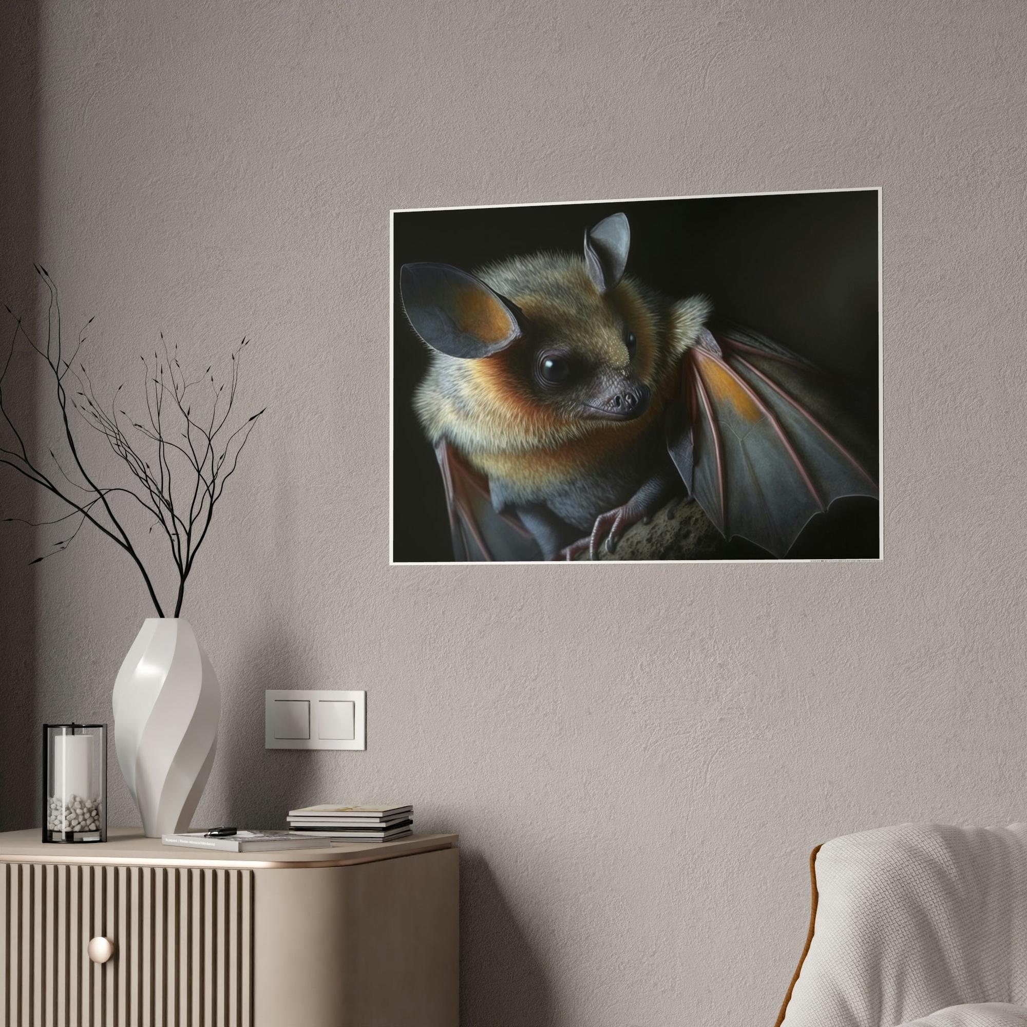Bats The Elusive Hunter: Framed Canvas & Poster Print of a Bat in Action