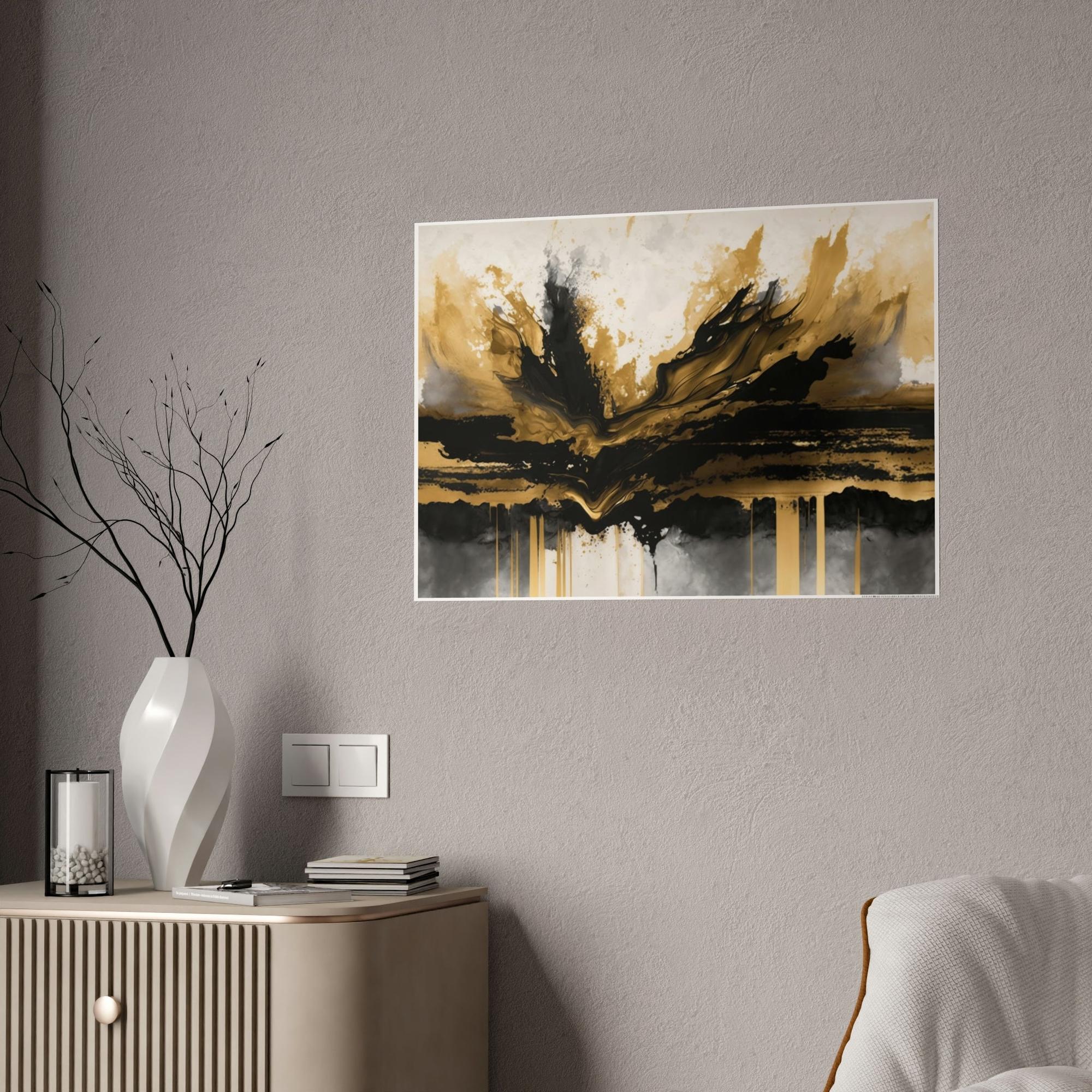 Gold Abstract Art Gold Rush: Wall Art of a Bold and Shimmering Abstract Painting on Canvas