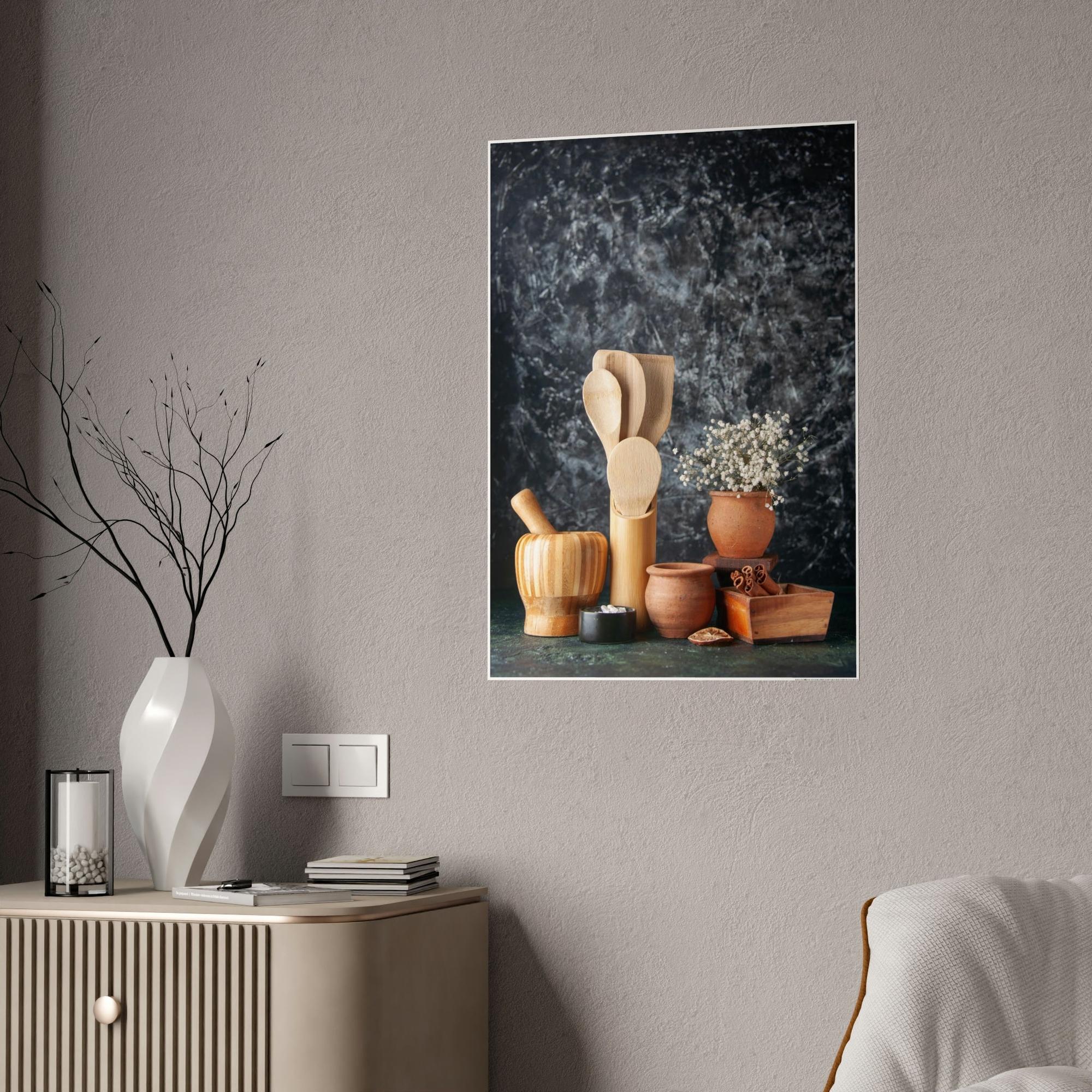 For Kitchen Classic Culinary Elegance: Framed Poster and Print of Fine Dining Utensils