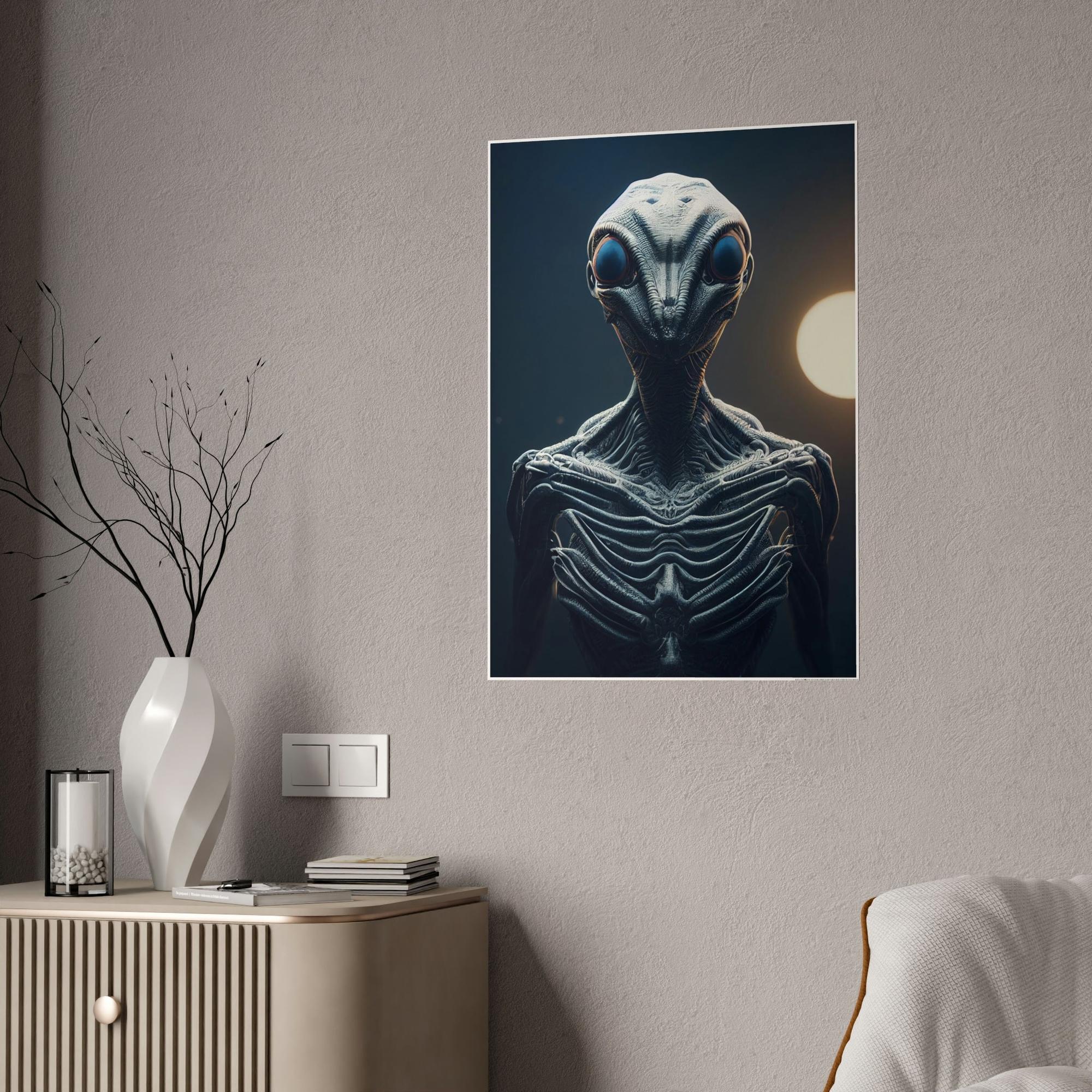 Aliens Beyond Our World: Framed Canvas Art Featuring a Mystical Alien