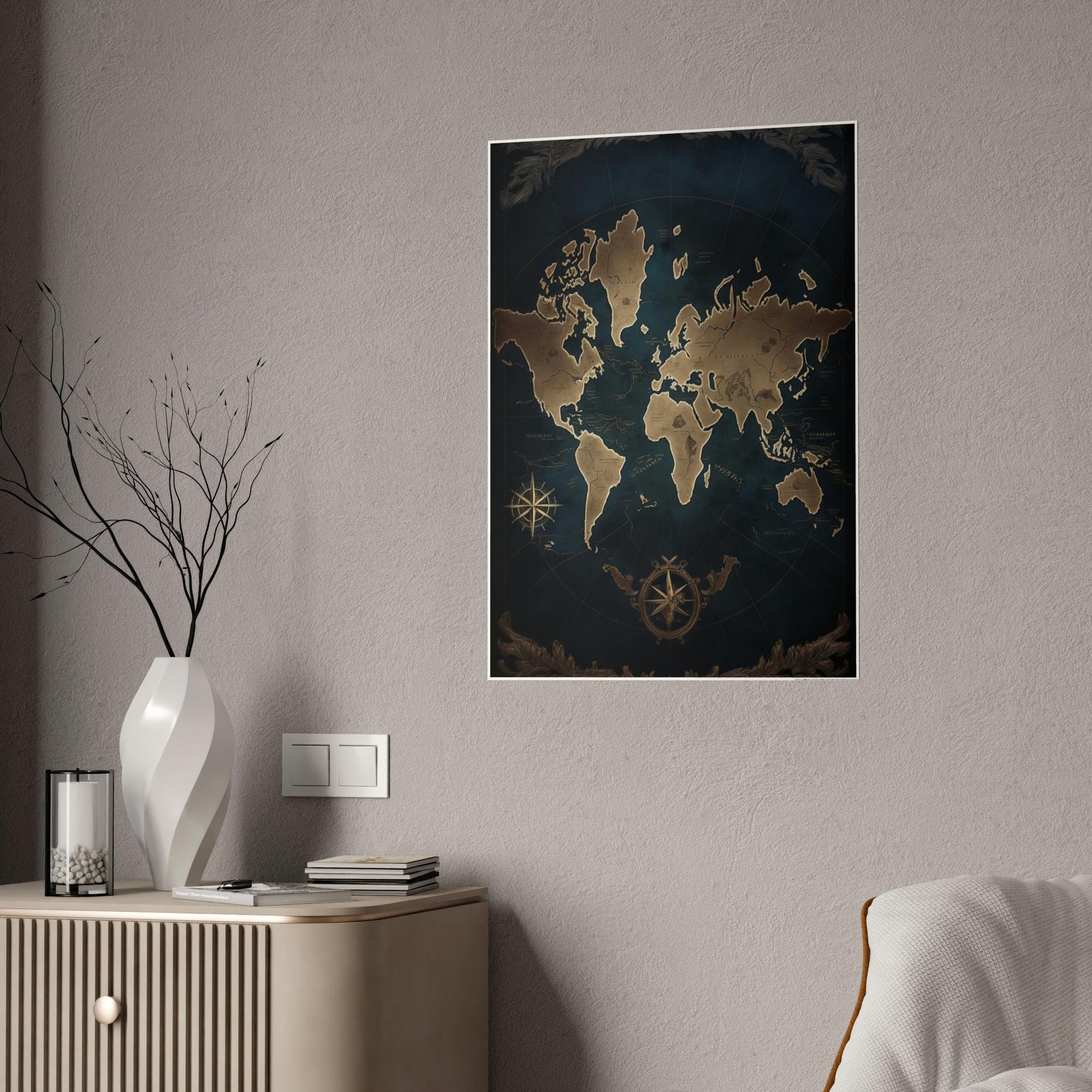 World Maps A World Without Borders: Contemporary Map Art on Canvas or Poster