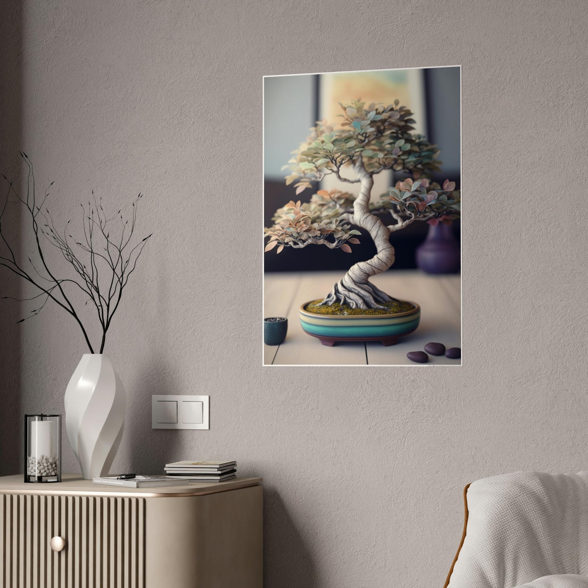 Bonsai Tree The Art of Bonsai: Natural Canvas and Framed Poster with Bonsai Tree Art