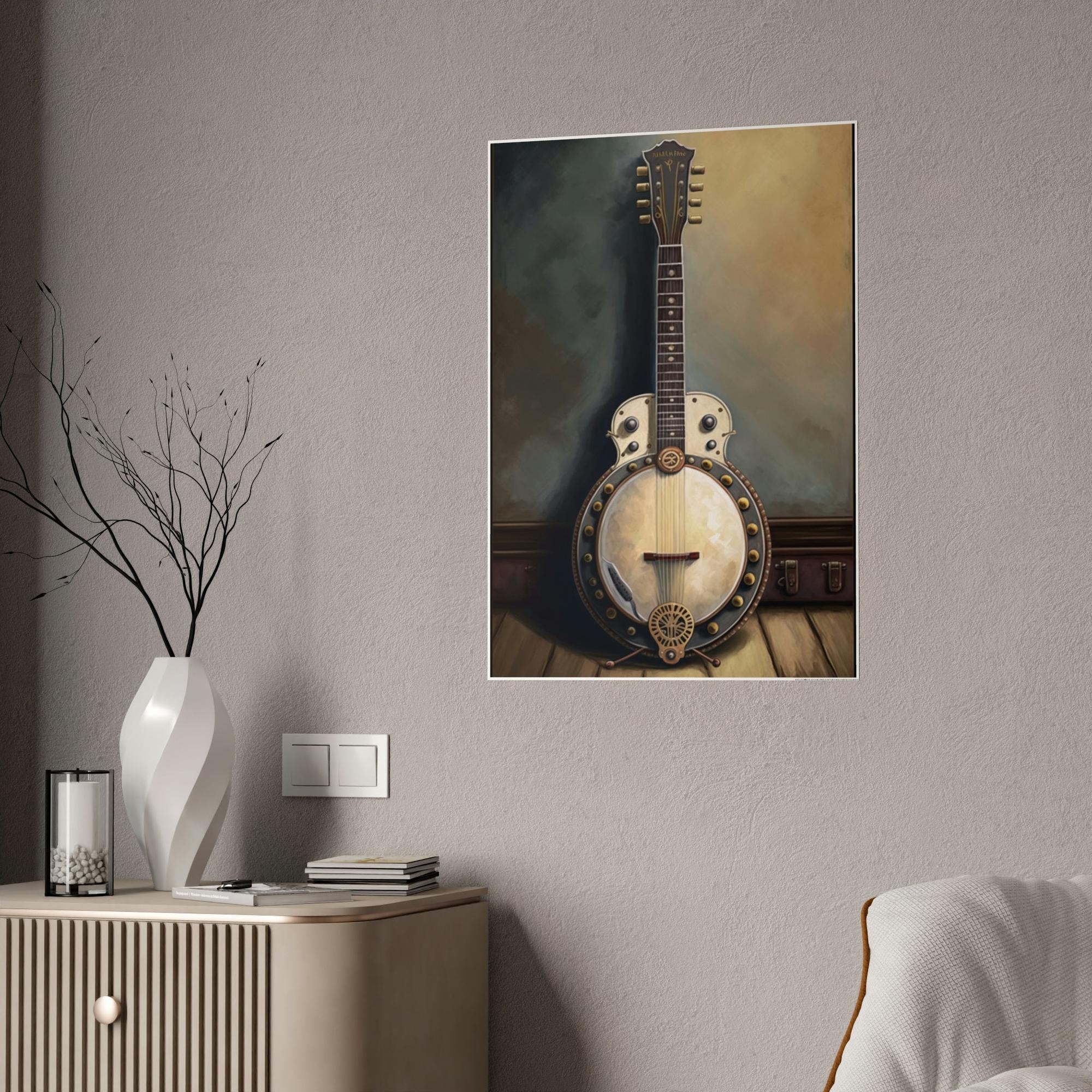 Banjo Old-Time Charm: Vintage Banjo Poster & Canvas for Your Wall