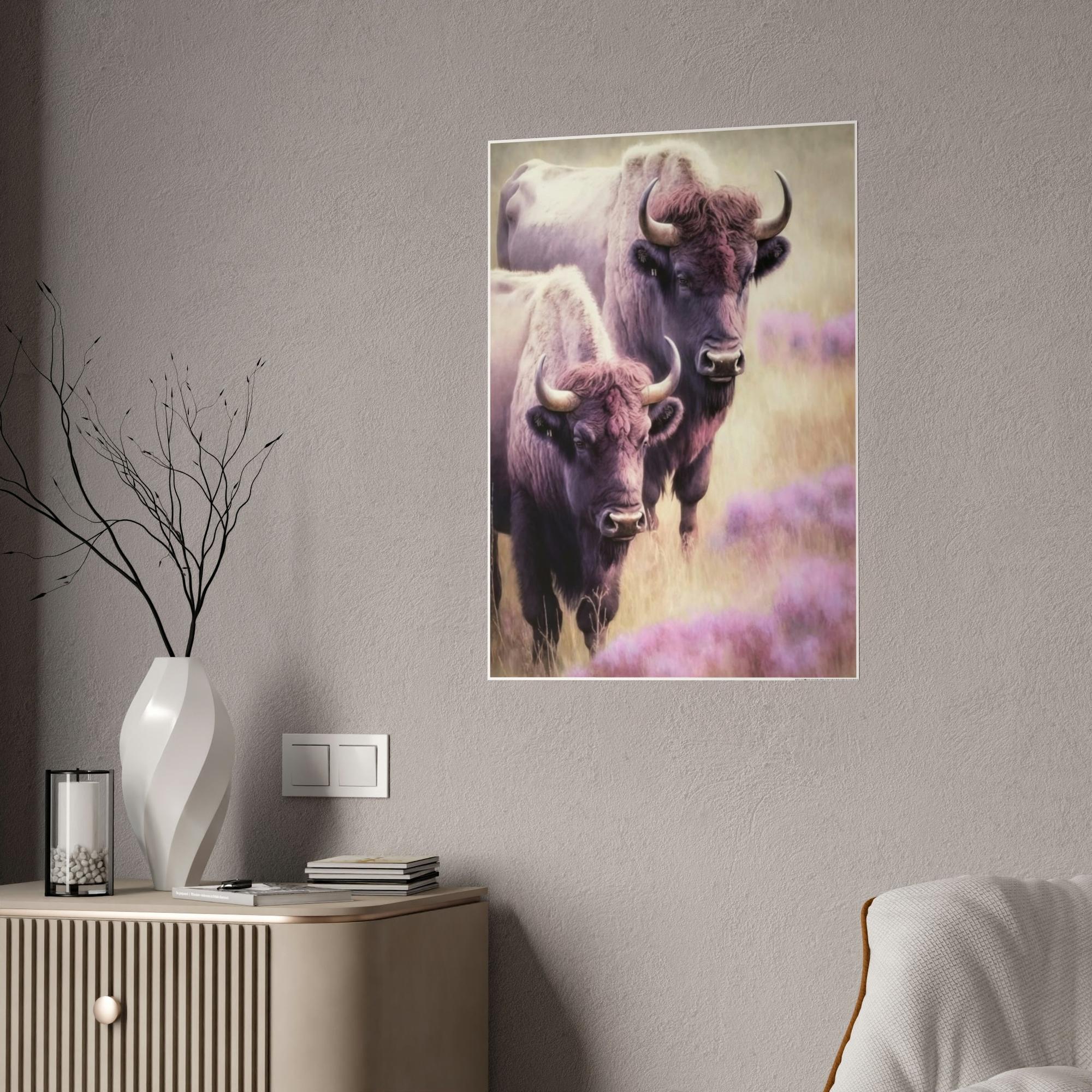 Bisons The Bison's Power: A Natural Canvas & Poster Painting of a Bisons at Its Prime