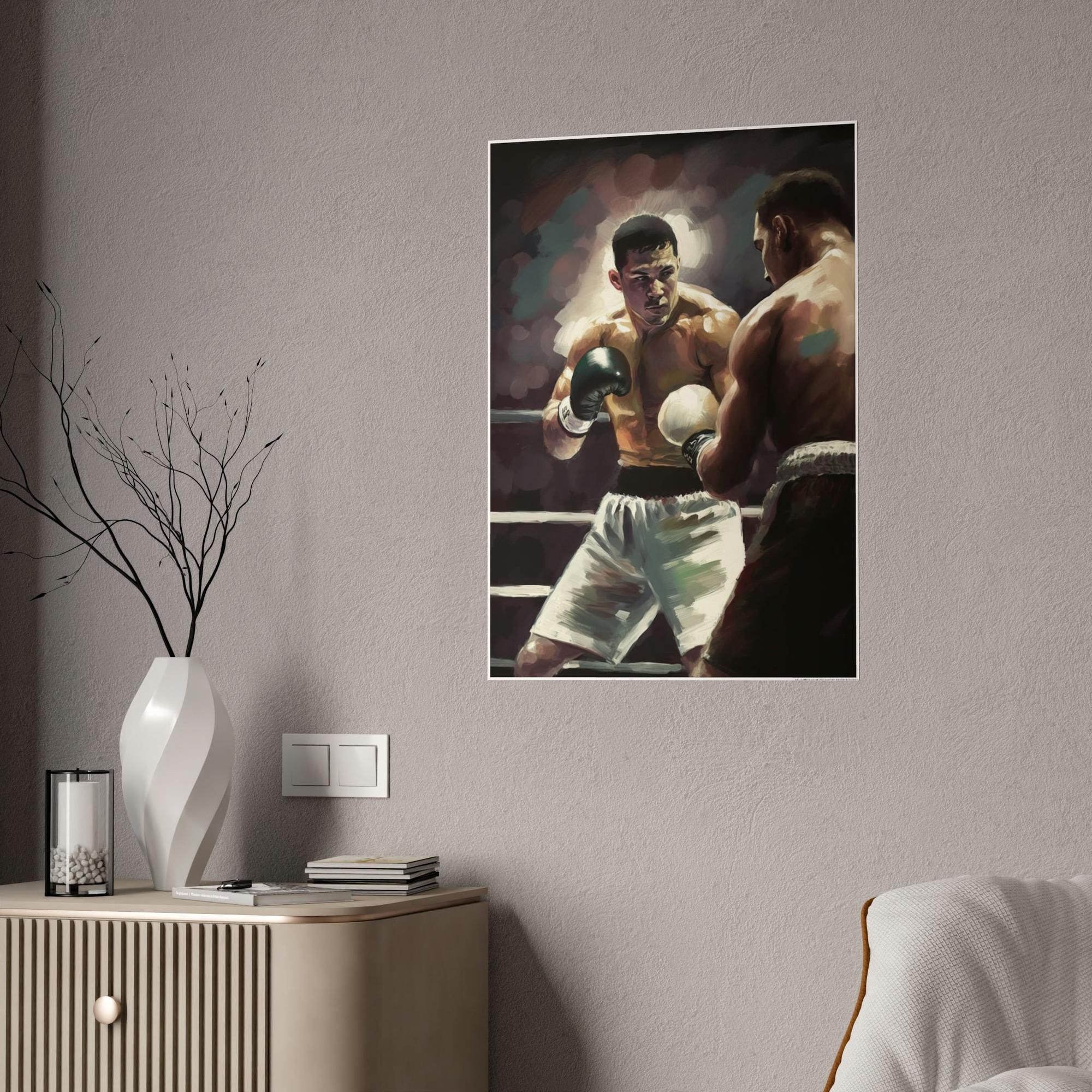 Boxing Boxing Knockout: Wall Art and Print on Canvas with Thrilling Boxing Art