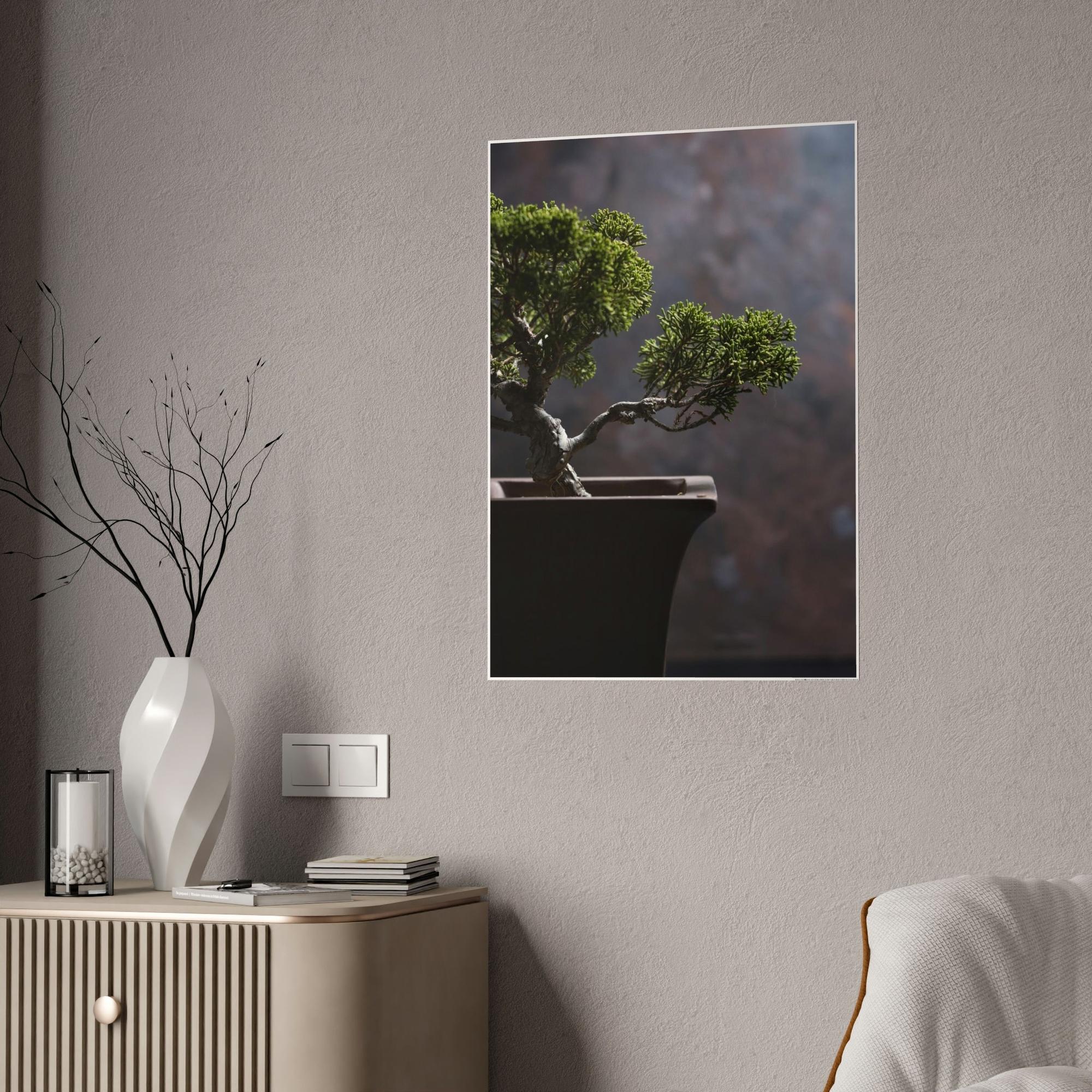 Bonsai Tree Bonsai Harmony: Framed Canvas and Print with Balanced Bonsai Tree Art