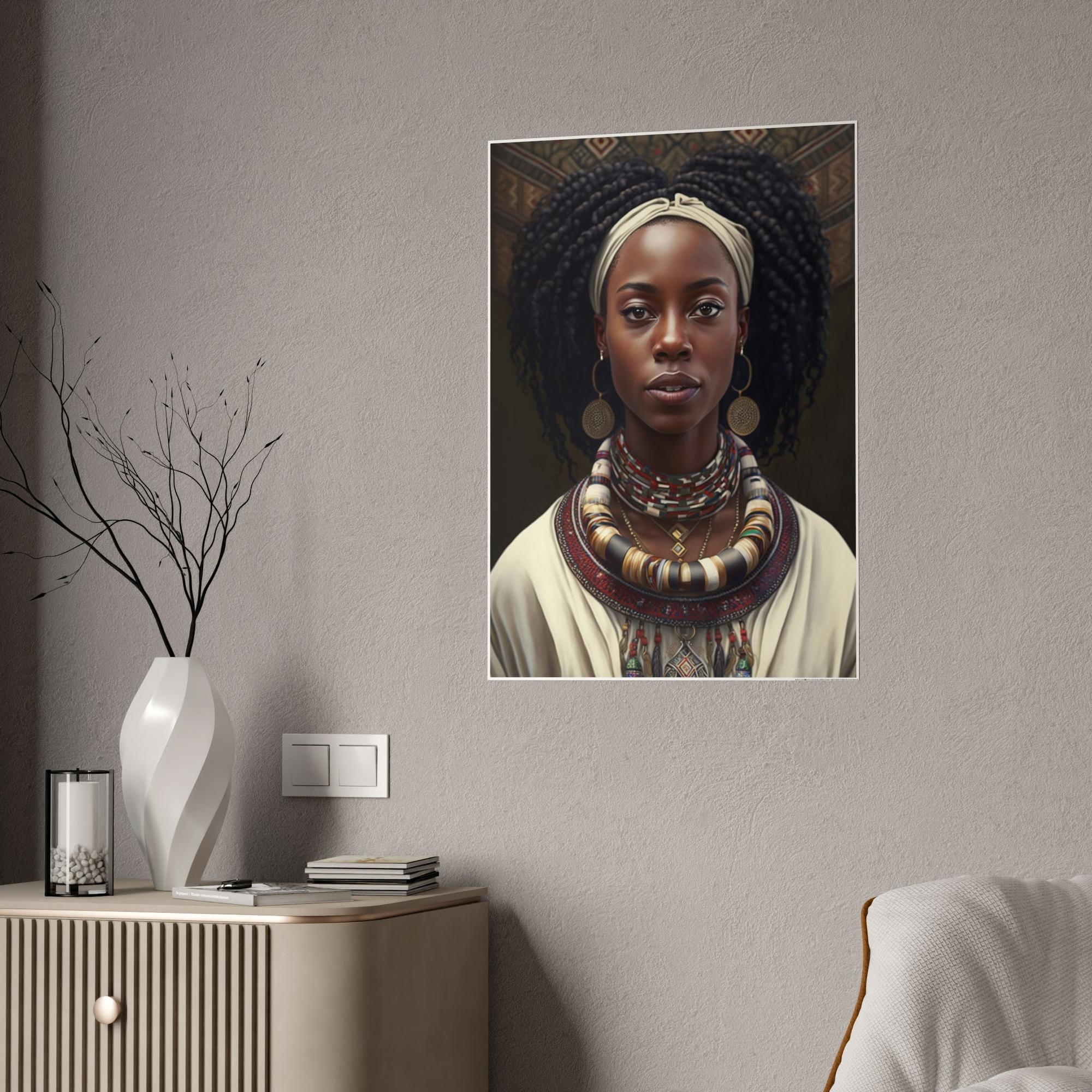 African Vibrant Colors of Africa: Stunning Framed Canvas of a Graceful Lady