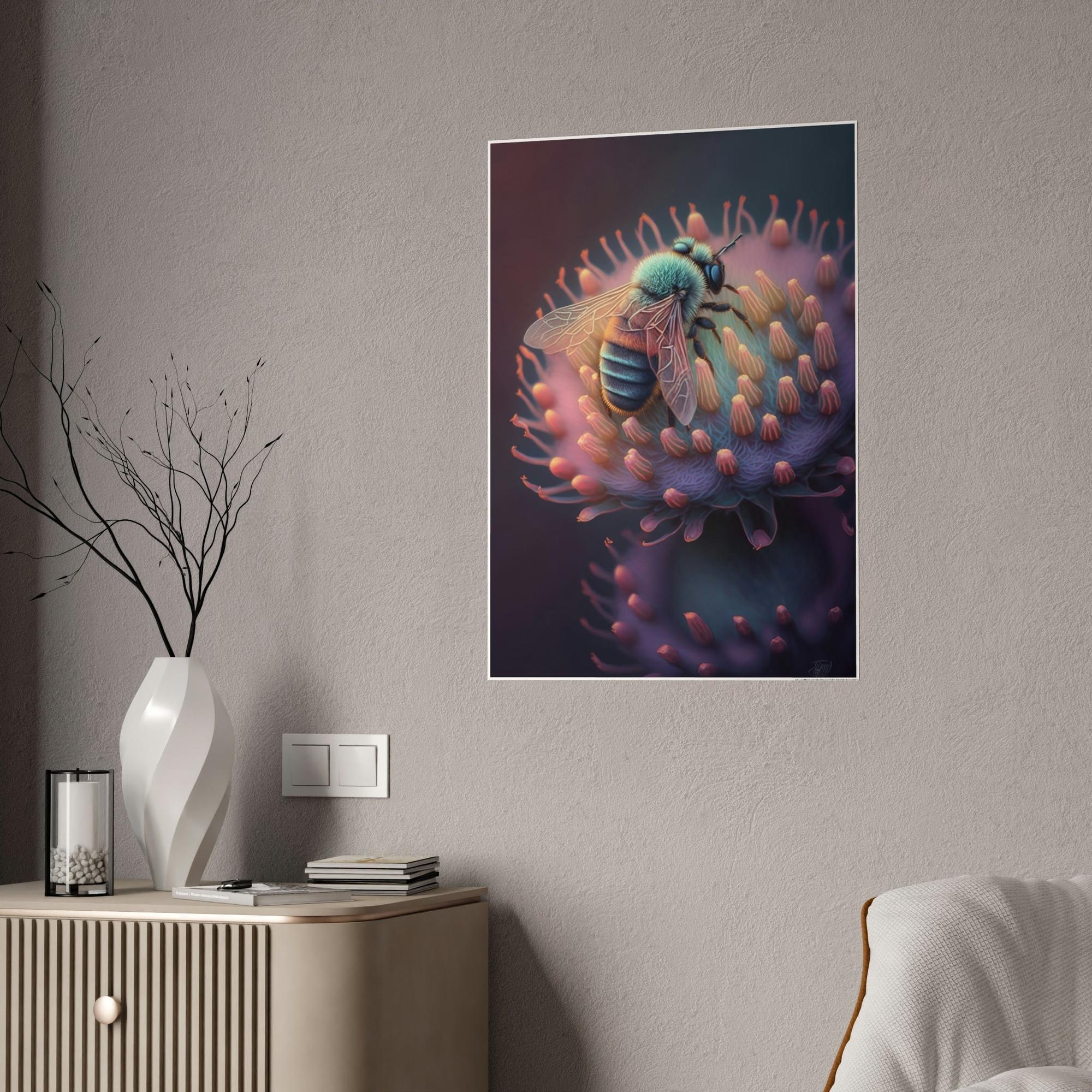 Bees A Busy Bee's Day: Canvas & Poster Wall Art of a Bee Collecting Nectar from Sunrise to Sunset