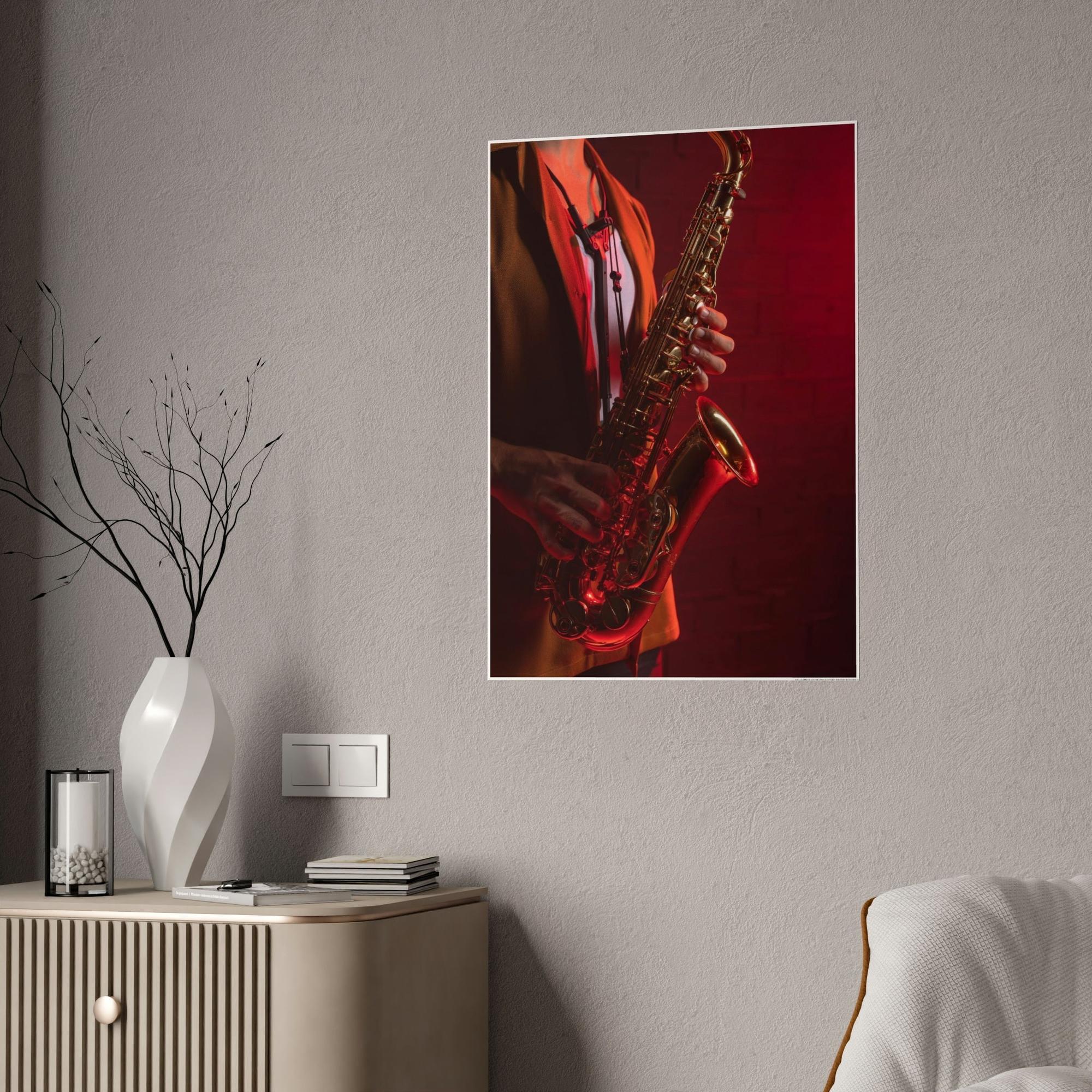 Blues Blues Night: Poster and Print on Canvas with Mood-Setting Music Art