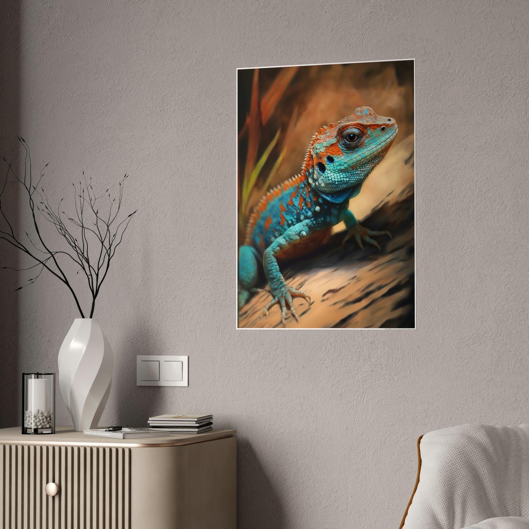Lizards The Lizard King: Artistic Poster Featuring Regal Reptiles