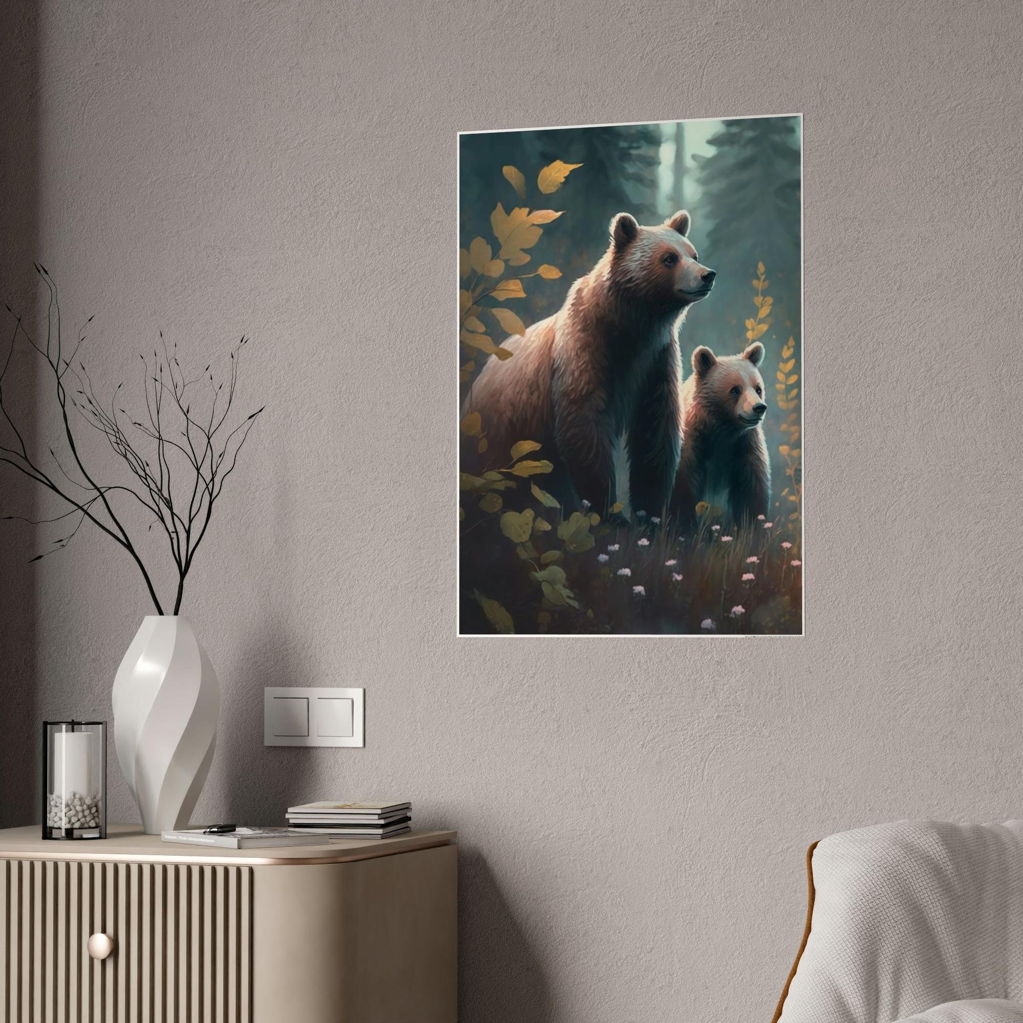 Bears Into the Wild: Natural Canvas Print of Two Brown Bears in the Forest