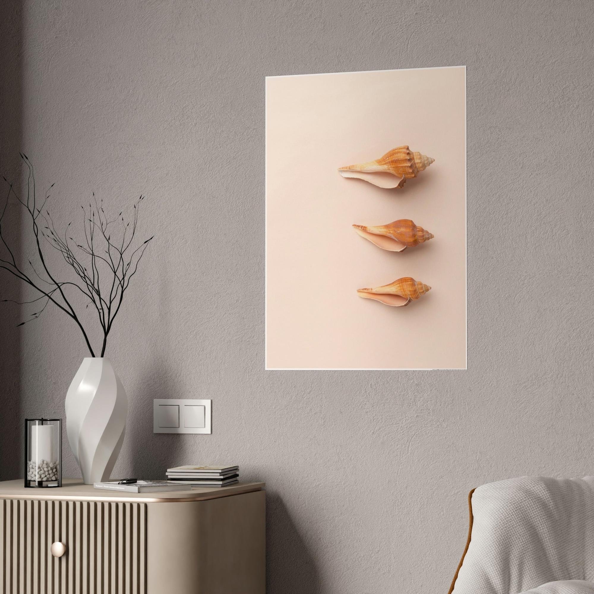 Shells Shimmering Shells: Striking Shell Art on Natural Canvas & Poster