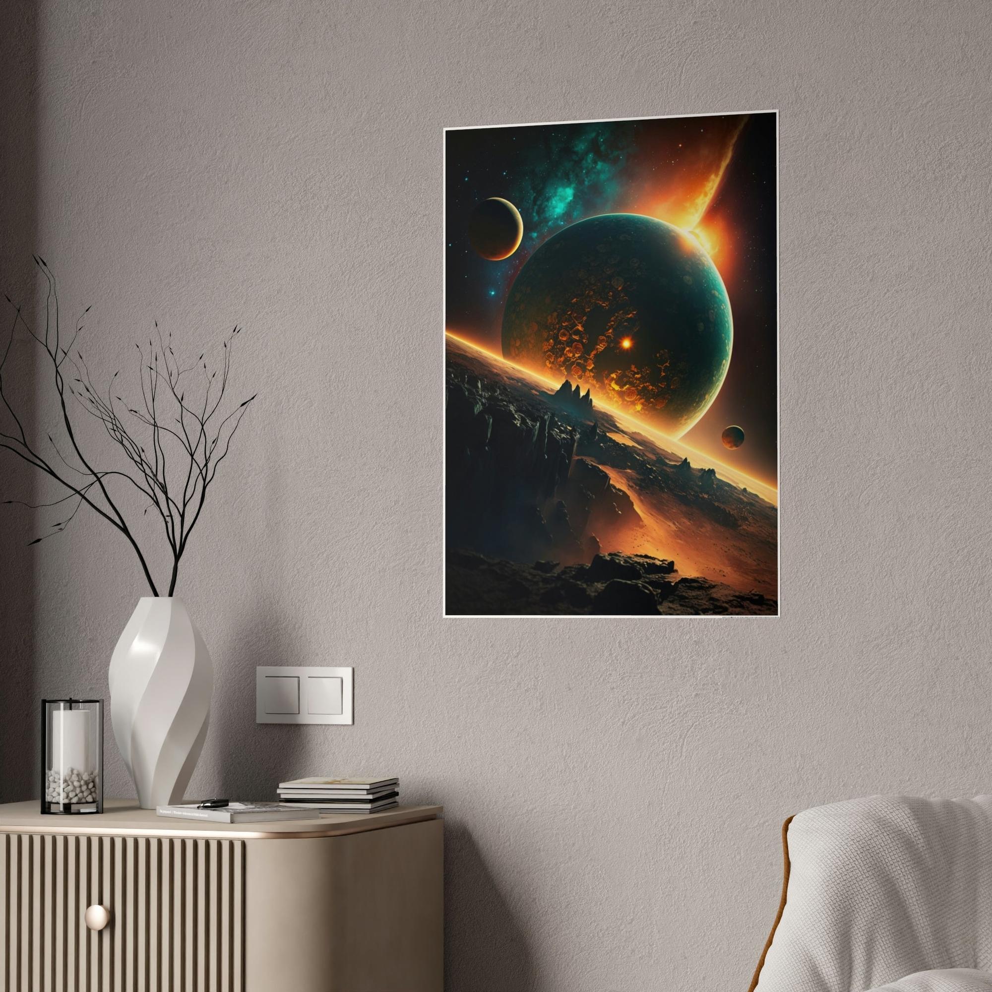 Planets Heavenly Bodies: Beautiful Art Print of Planets on Natural Canvas