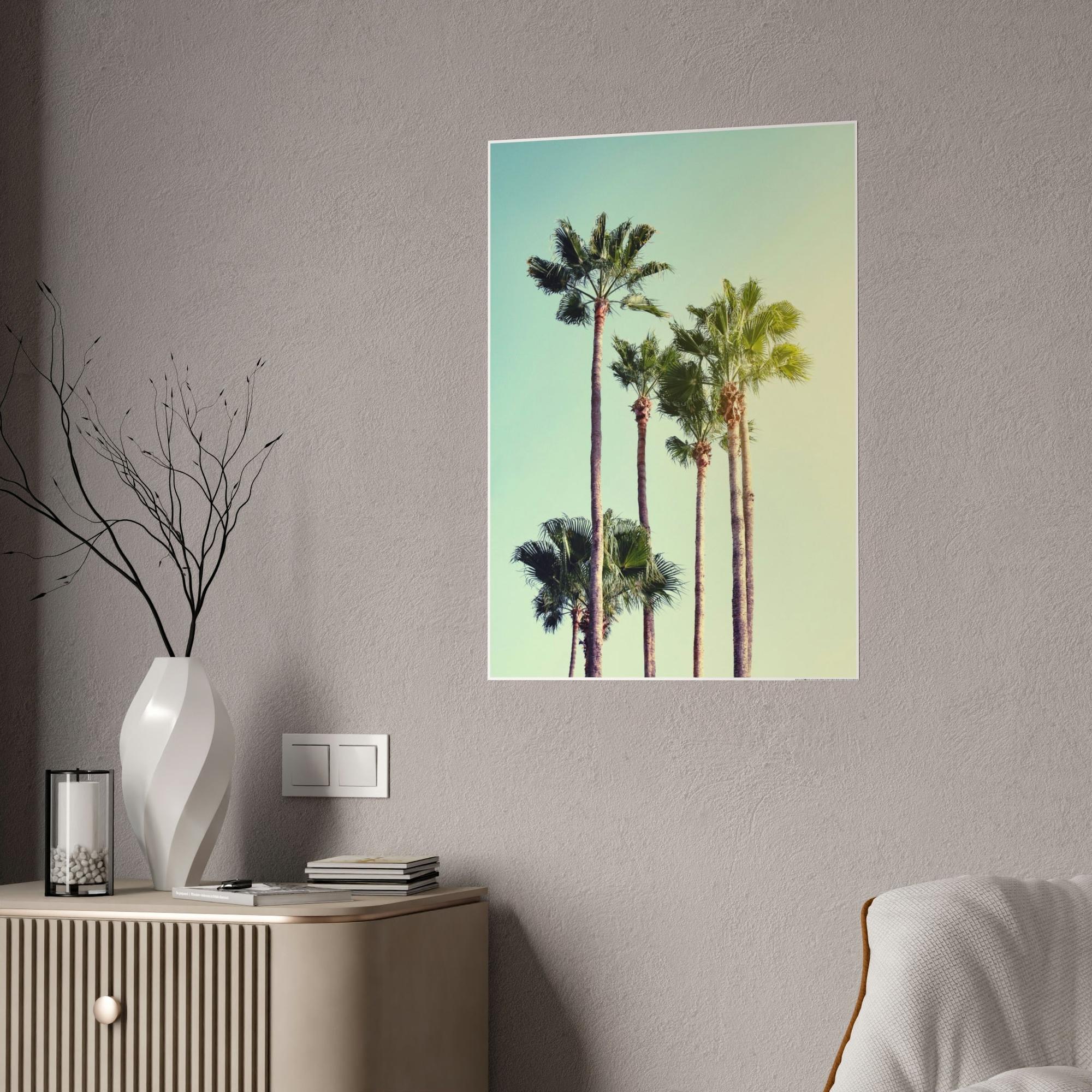 Palm Trees The Palm's Path: A Mesmerizing Wall Art of Palm Trees Lining a Road