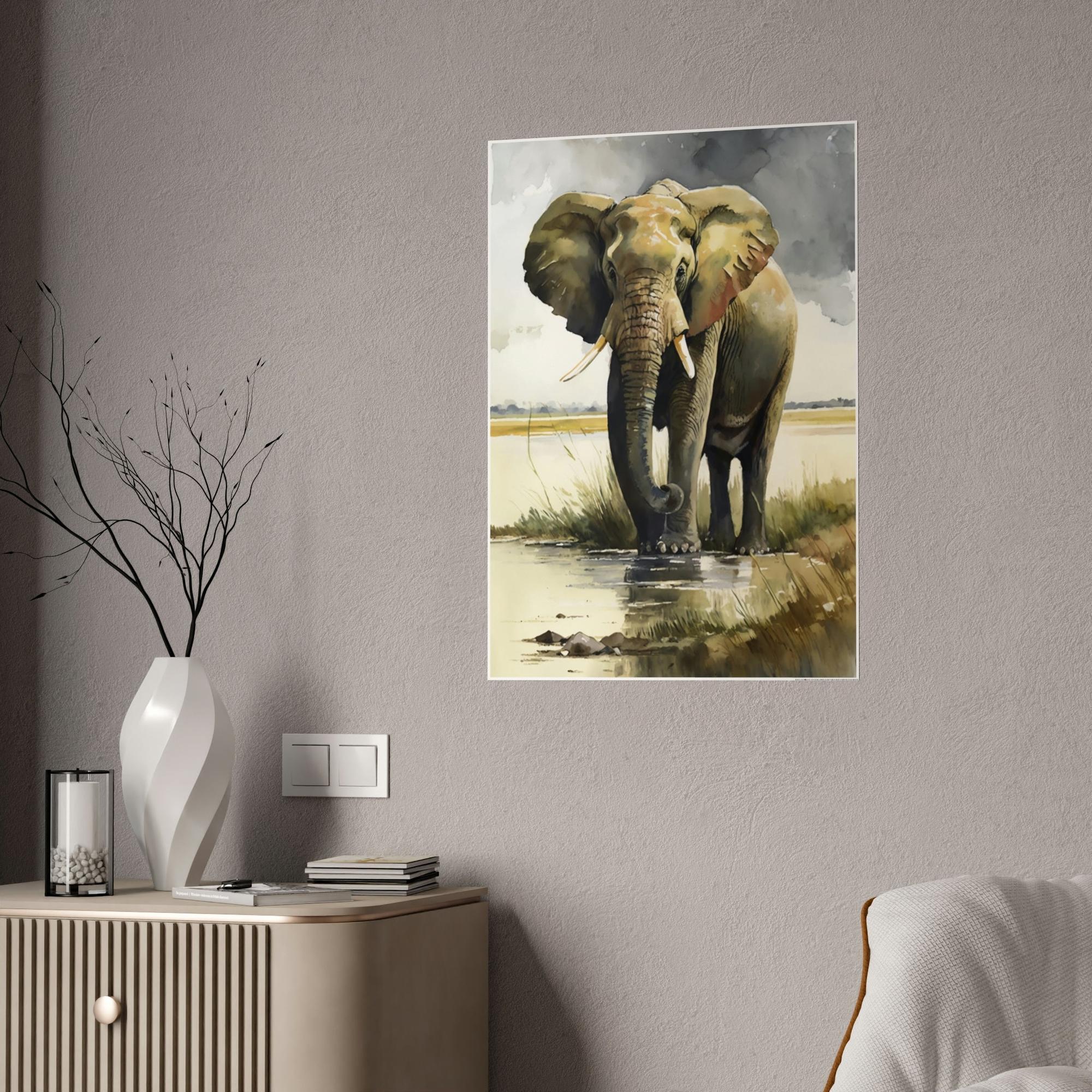 Elephants Serene Giants: Beautiful Art of Elephant in Calming Natural Landscapes