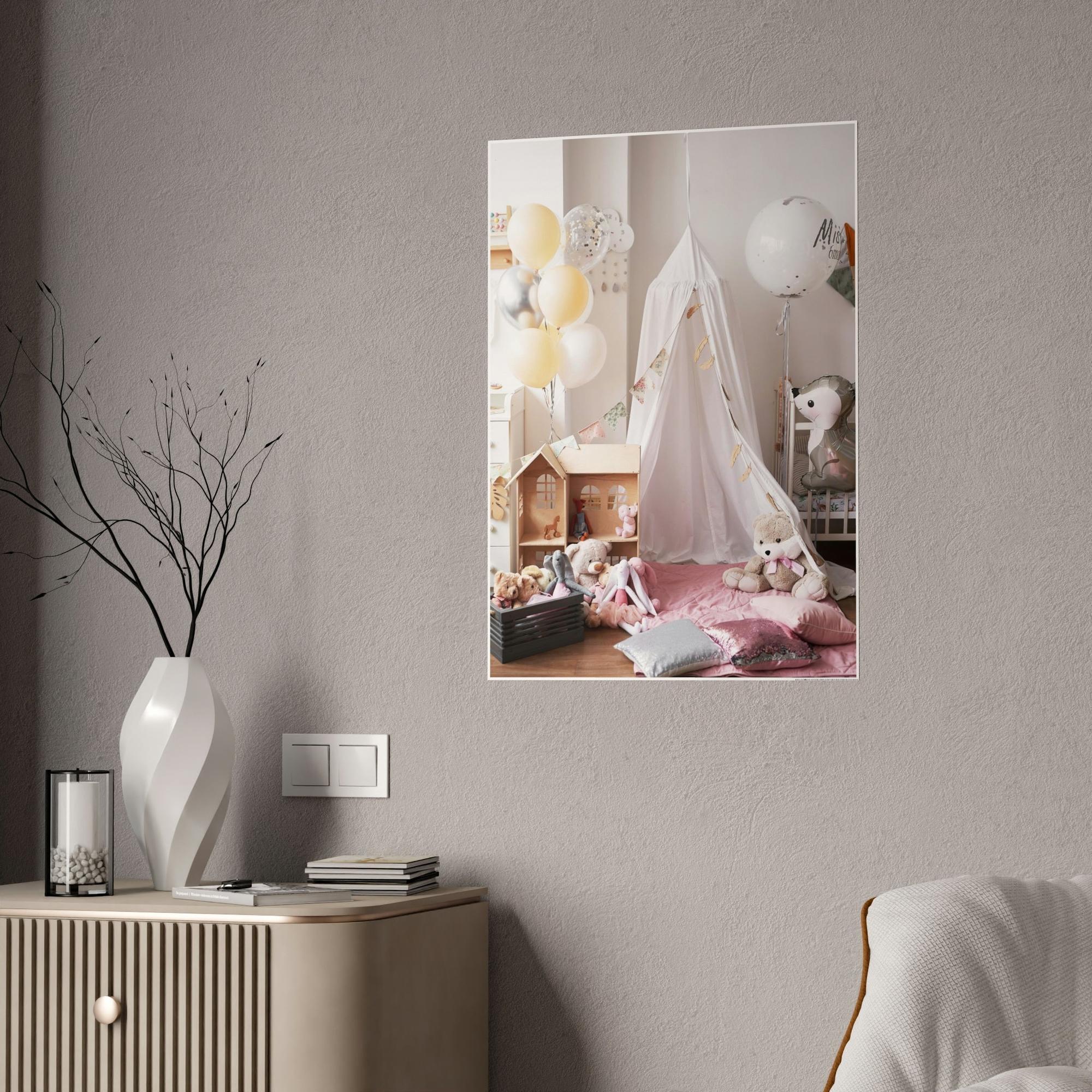 Girls Room Princess Dreams: Elegant Framed Canvas for Girls Room Wall Decor