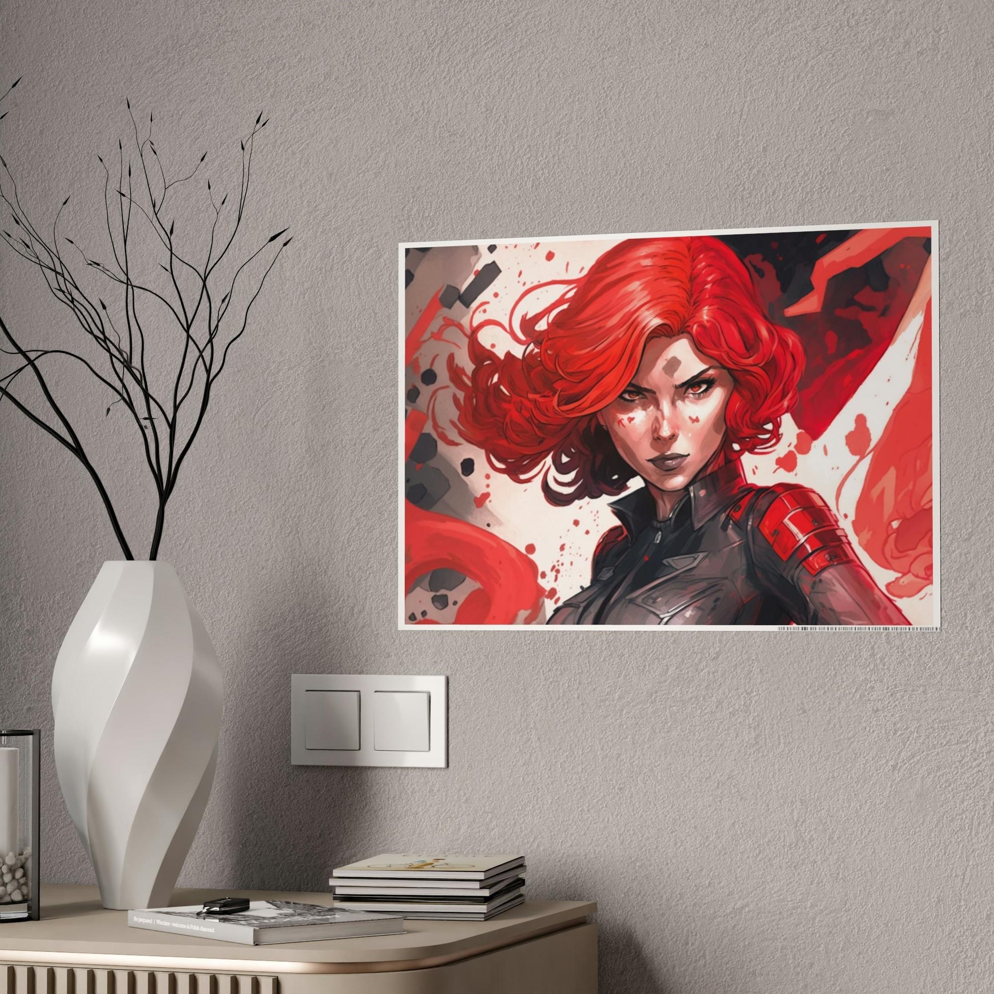 Black Widow Deadly Beauty: Natural Canvas and Framed Poster with Black Widow Art