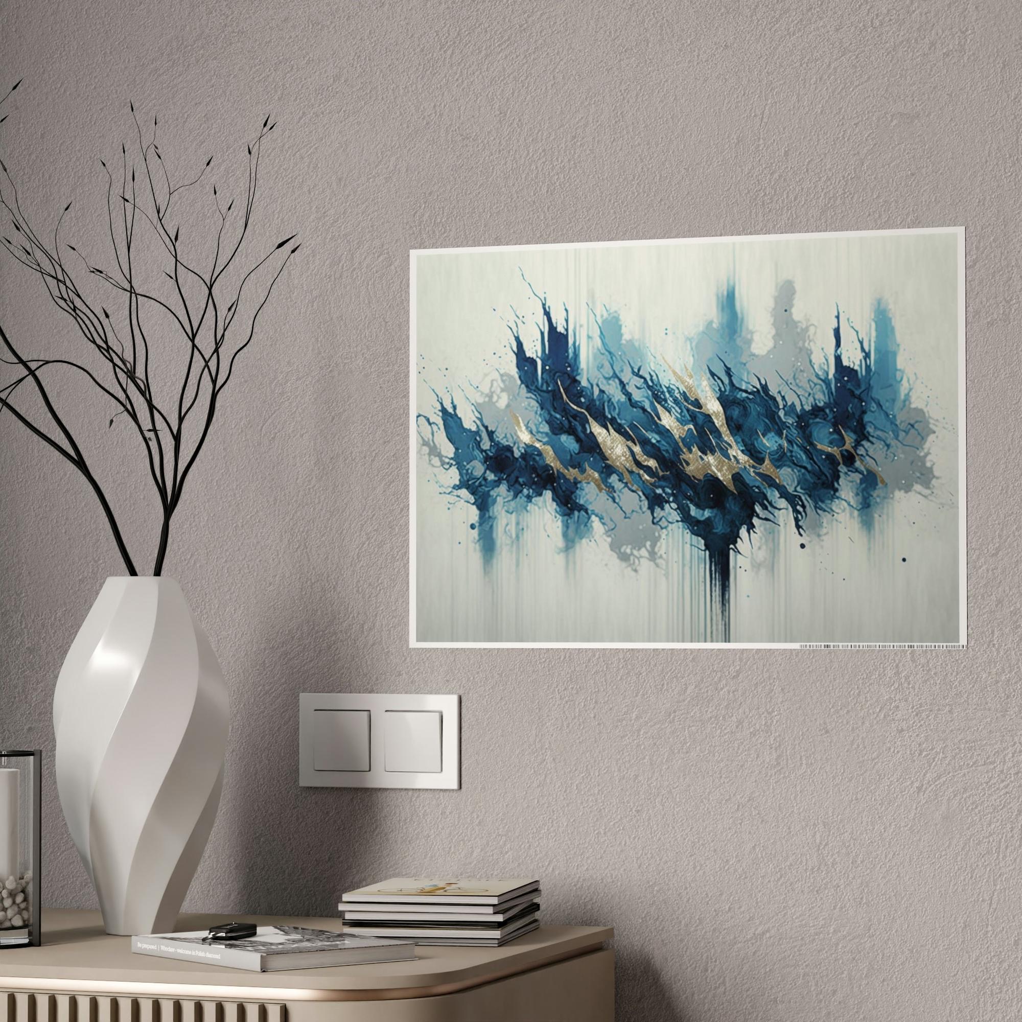 Blue Abstract Canvas Art Oceanic Depths: A Framed Canvas & Poster Print of Blue Abstract Art