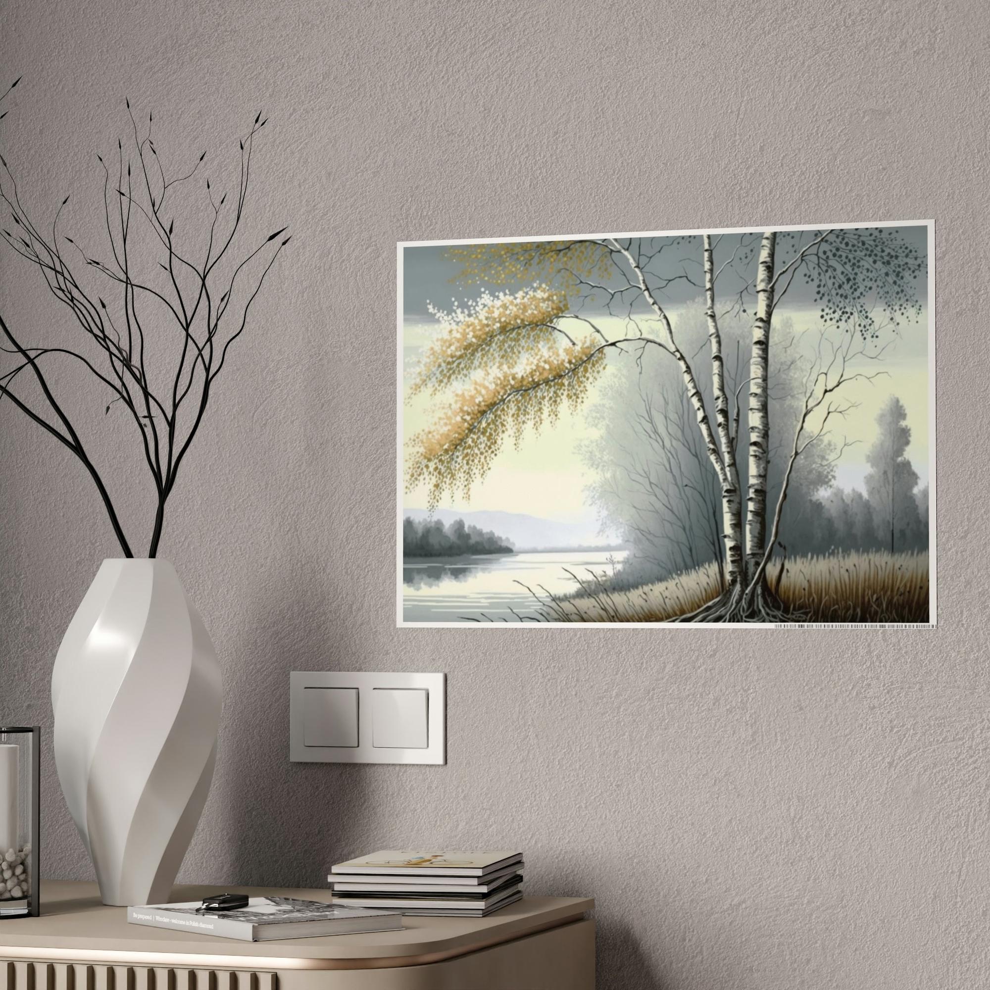 Birch Trees Whispering Woods: Rustic Framed Canvas & Poster Print of a Birch Tree Forest