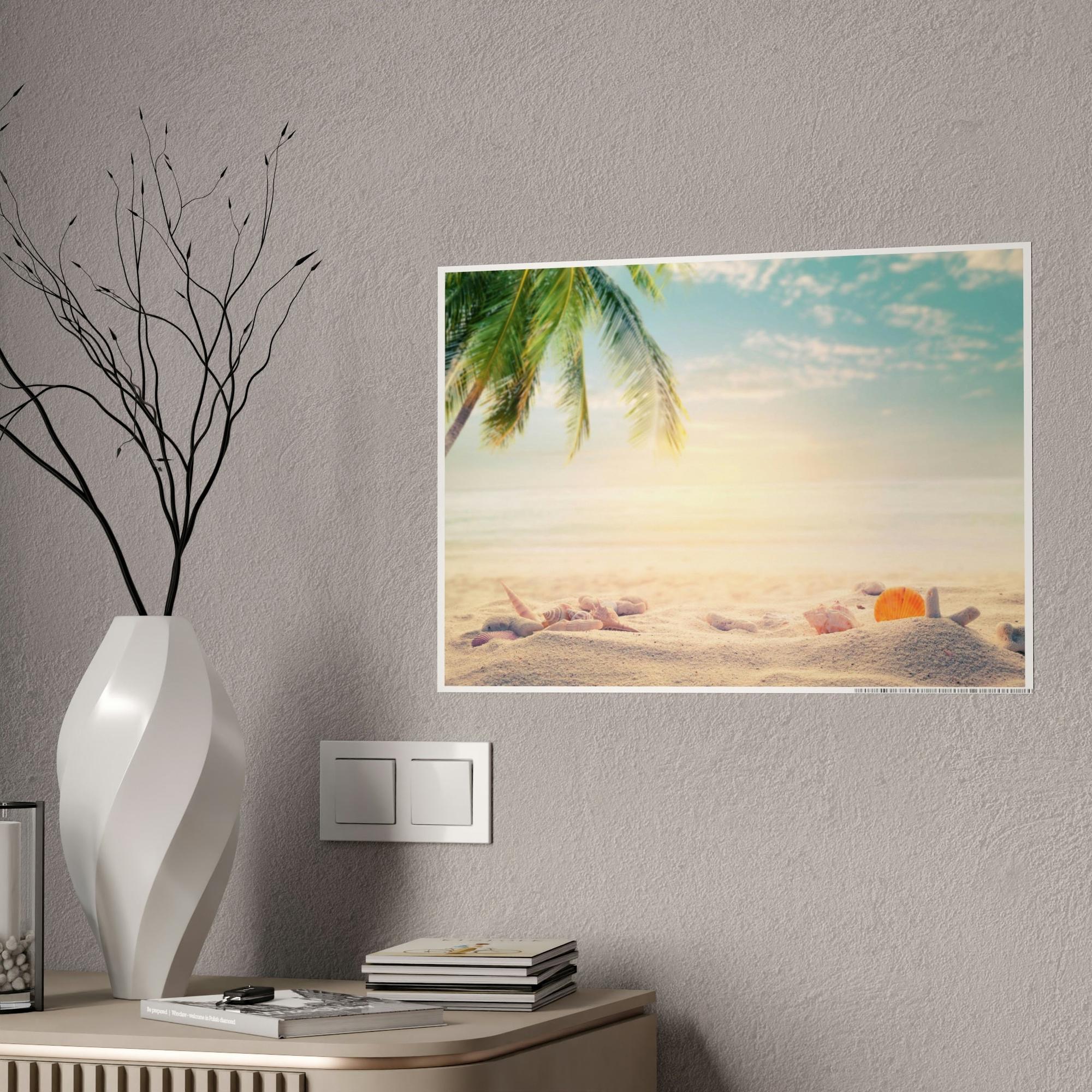Beaches Seascape Tranquility: Coastal Framed Poster & Canvas of a Calm Beach View