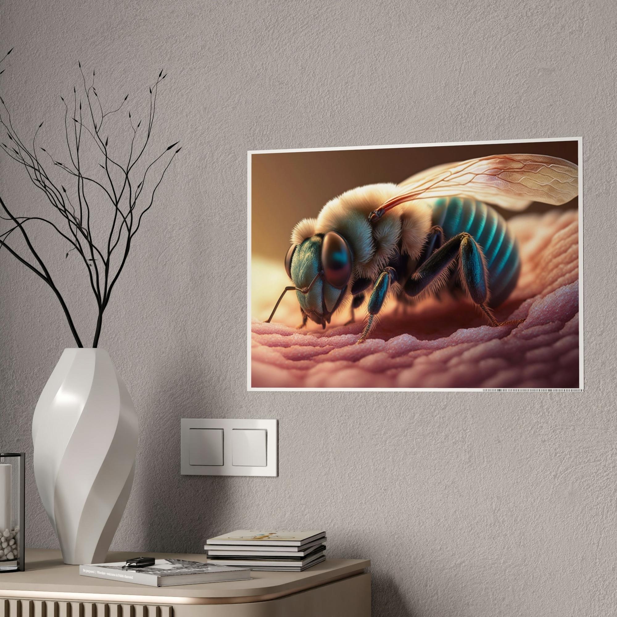 Bees The Art of Pollination: A Print on Canvas & Poster of a Bee and a Flower in Harmony