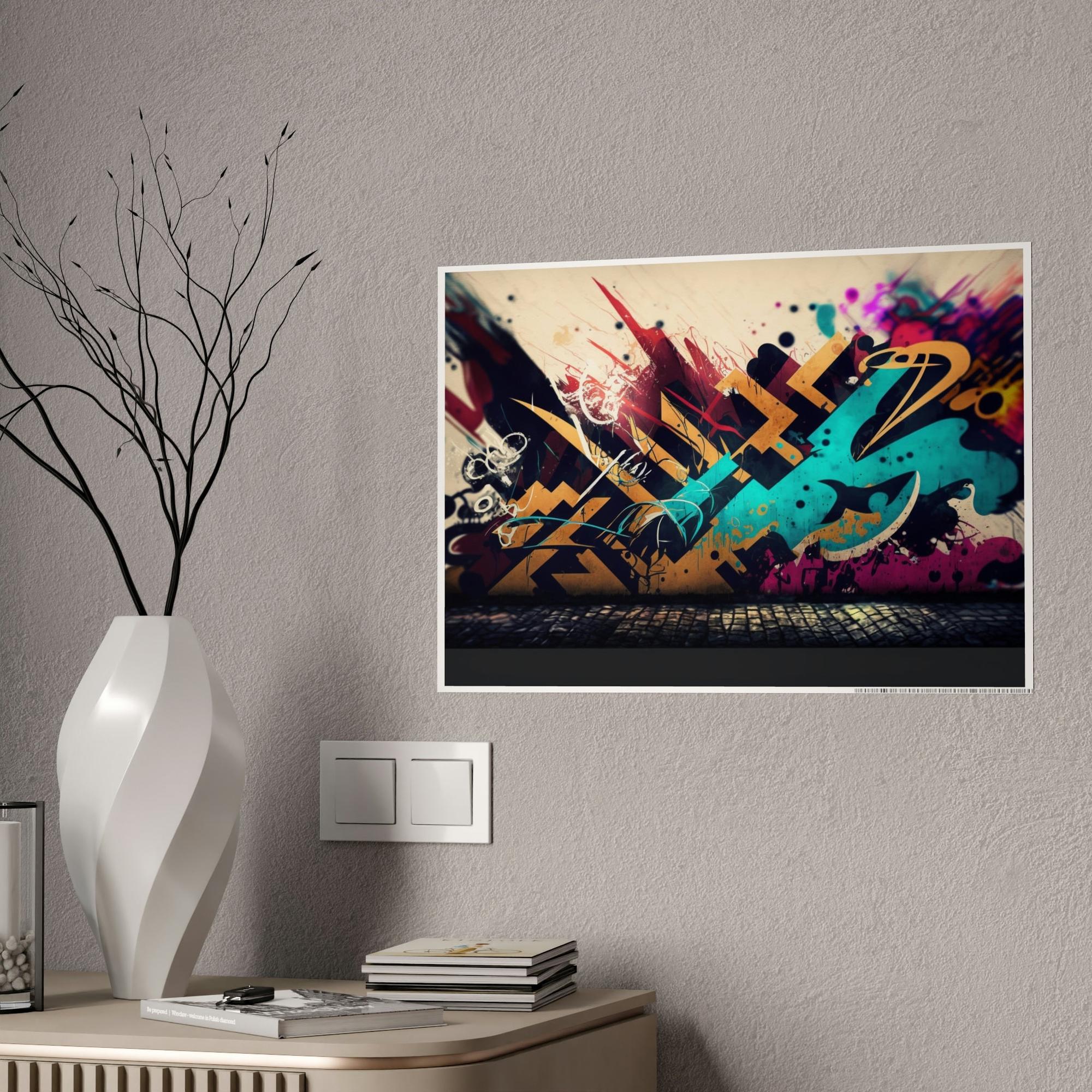 Abstract Graffiti Framed Canvas & Poster Print of Graffiti Art: A Burst of Energy
