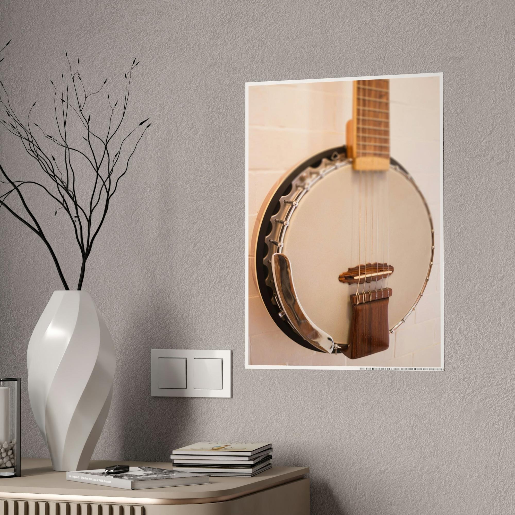 Banjo Melodic Strings: Art Print on Canvas with a Close-Up of a Banjo