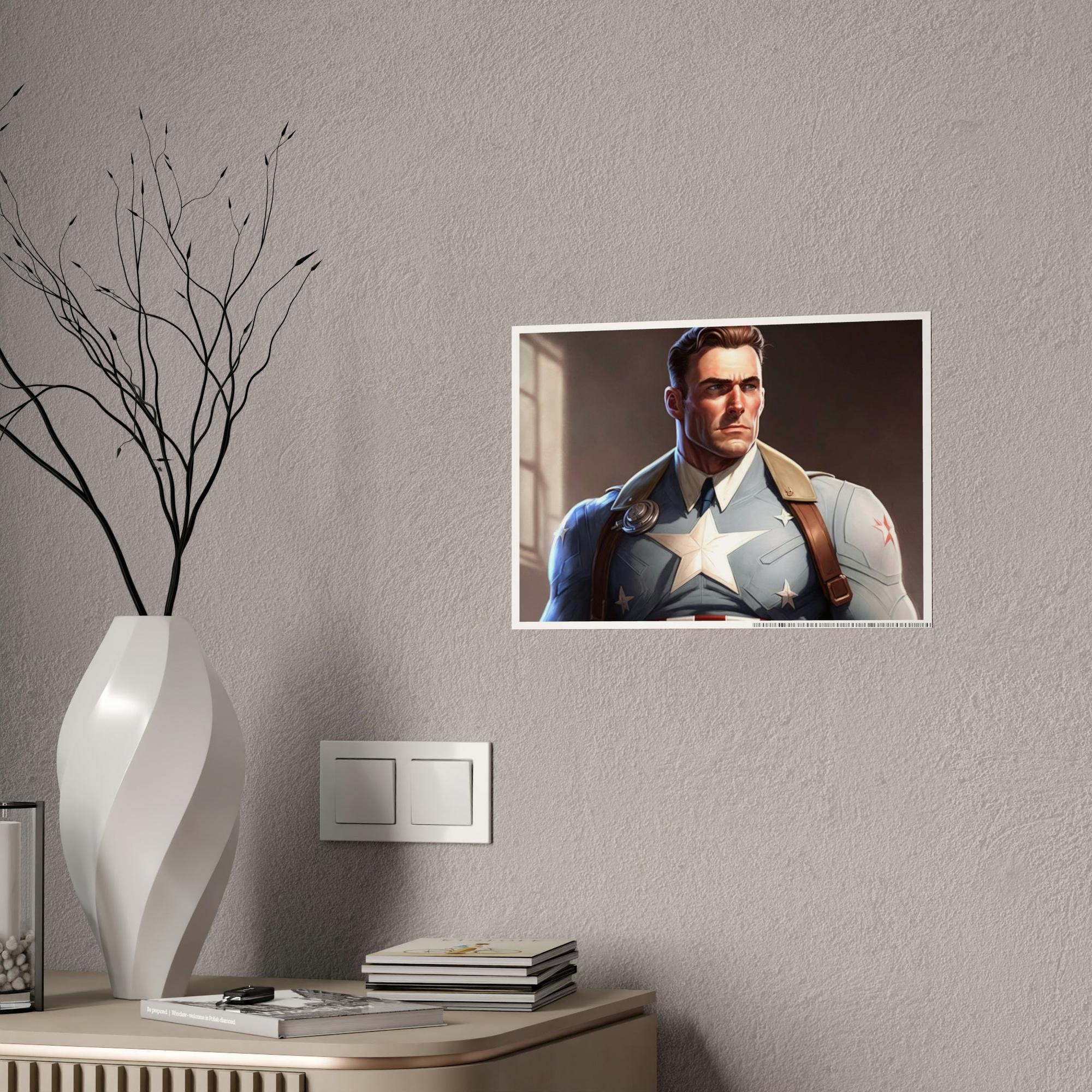 Captain America Heroic Strength: Natural Canvas and Art Prints of Captain America
