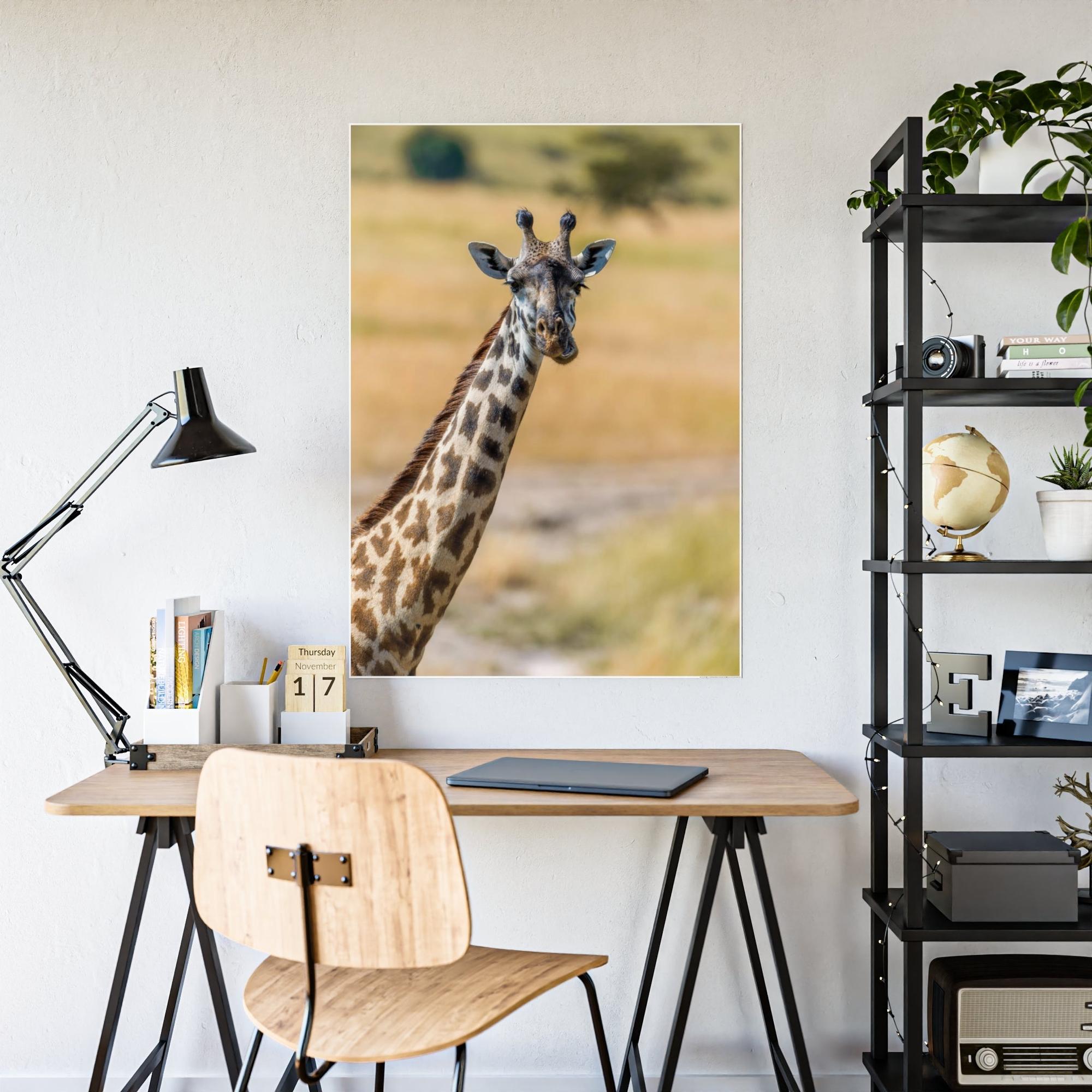Giraffes Wild and Free: Canvas Wall Art Featuring a Giraffe in the African Plains