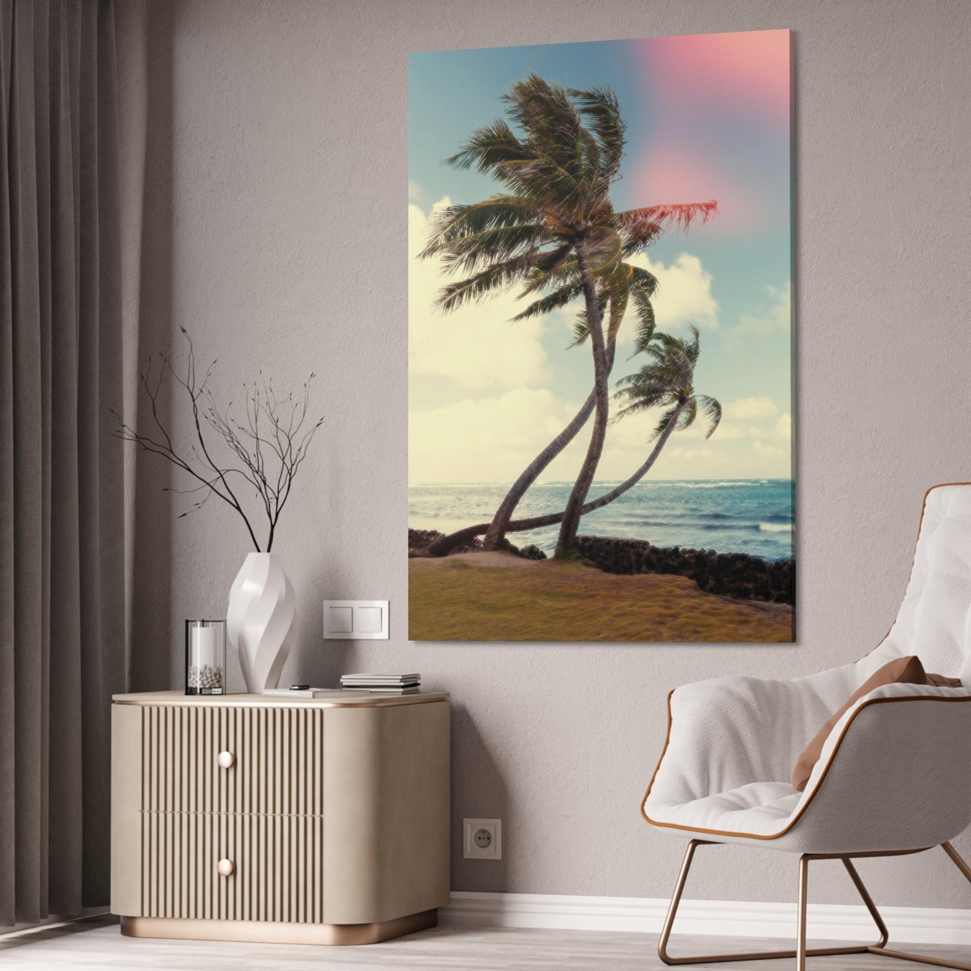 Island Beach Coastal Serenity: Natural Canvas Art of a Calm Island Beach