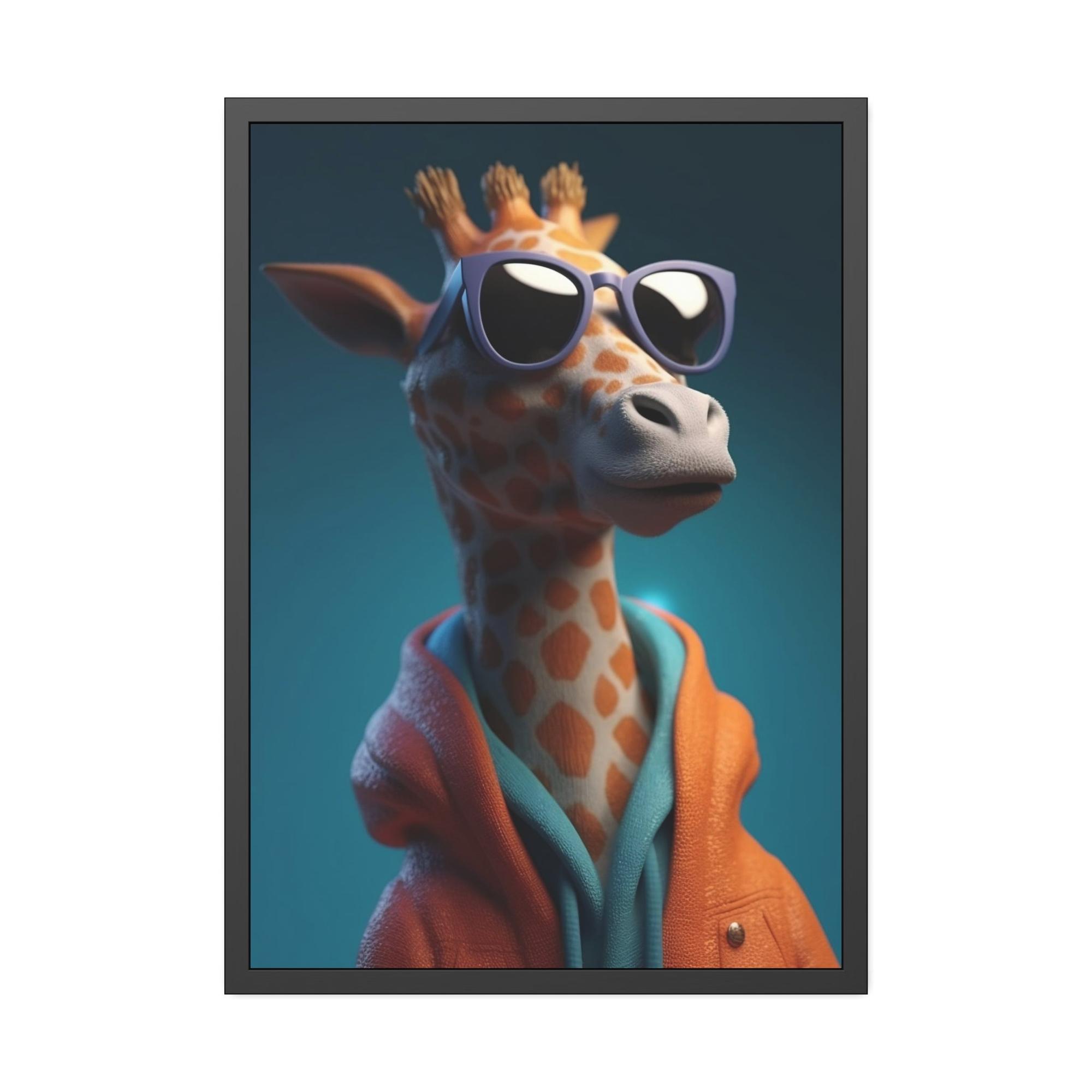 Giraffes The Art of Observation: A Stunning Artistic Rendering of a Giraffe in Profile on Canvas & Poster