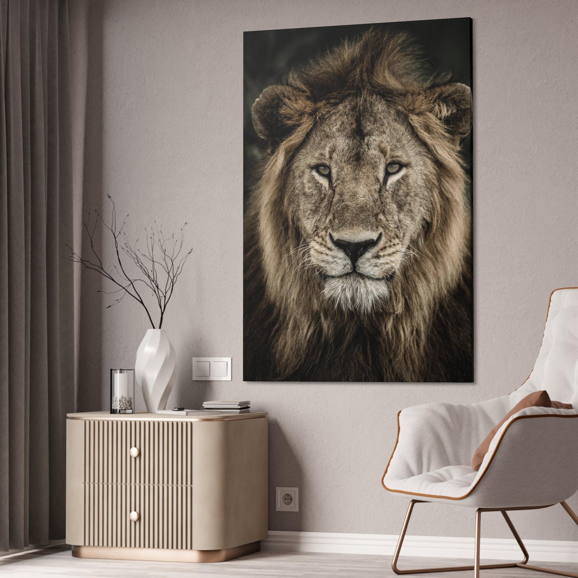 Lions Lion's Strength: Canvas Print of the Fierce Predator in Action