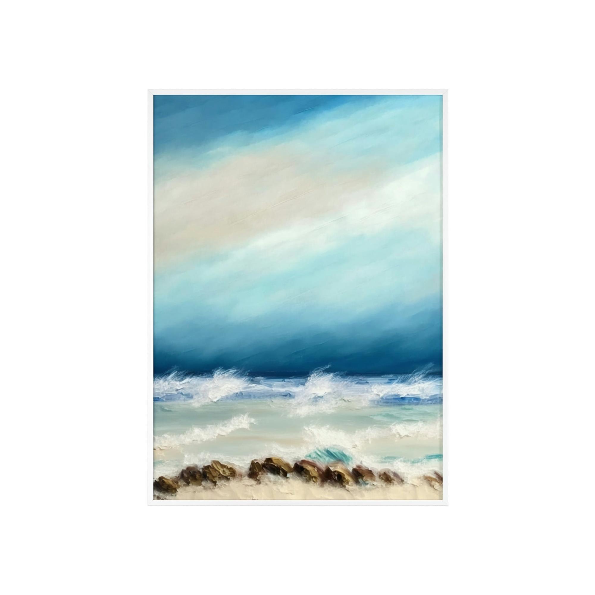 Abstract Coastal Framed Canvas & Poster Print of Abstract Waves: A Coastal Symphony