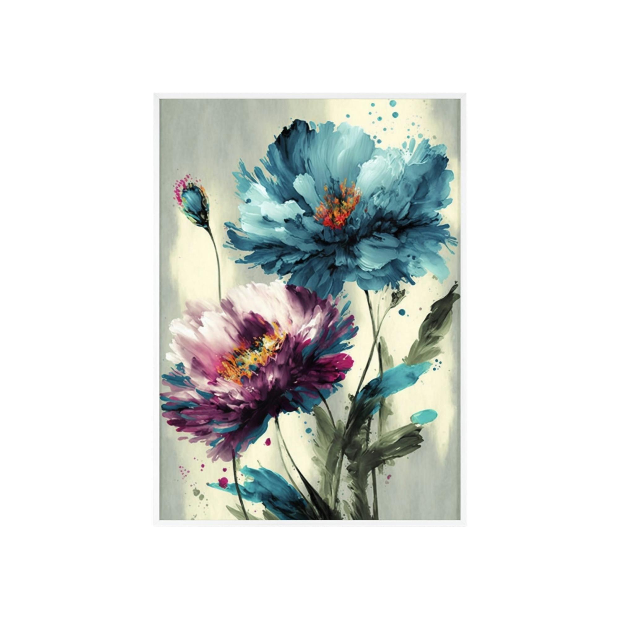 Abstract Flower Framed Canvas & Poster Print of Abstract Bouquets: A Symphony of Colors
