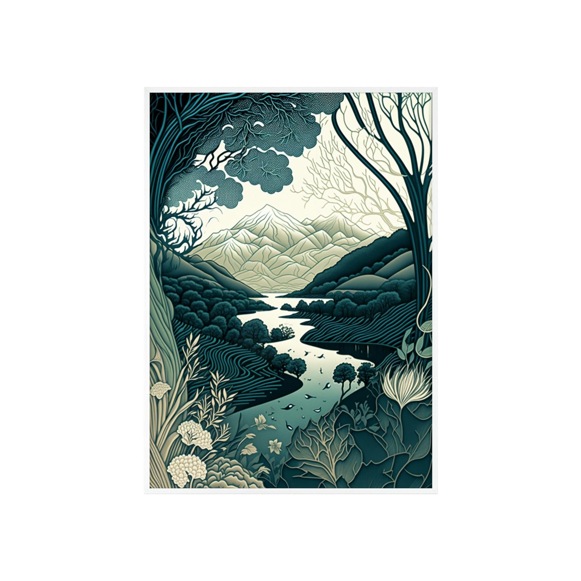 undefined Fluid Lines: A Framed Canvas & Poster Artwork of an Abstract Flowing Design