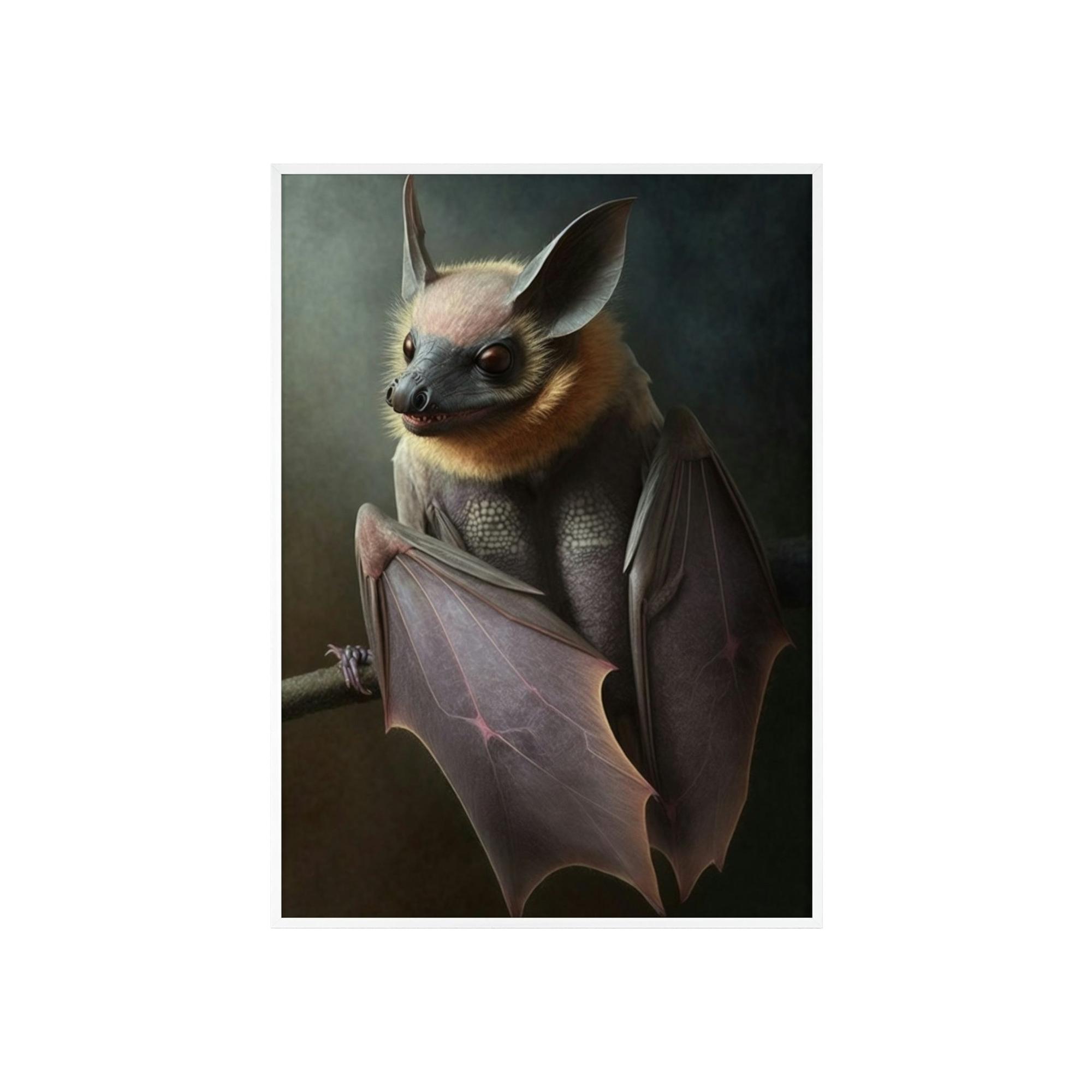 Bats In the Shadows: Poster & Canvas Art Print of a Single Bat in the Dark