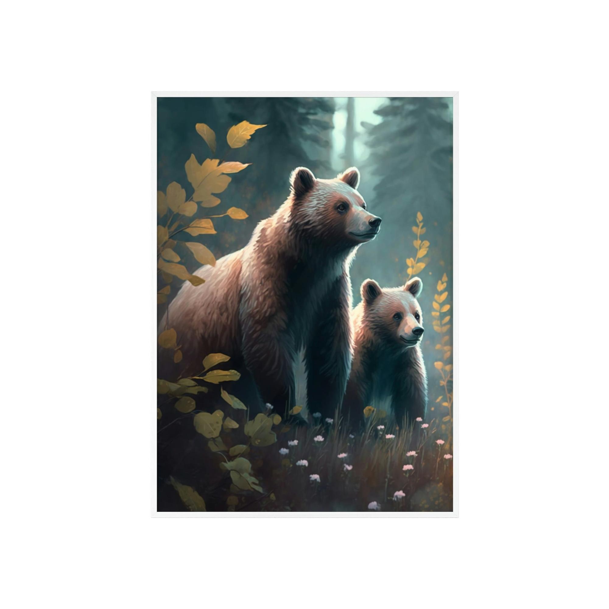 Bears Into the Wild: Natural Canvas Print of Two Brown Bears in the Forest